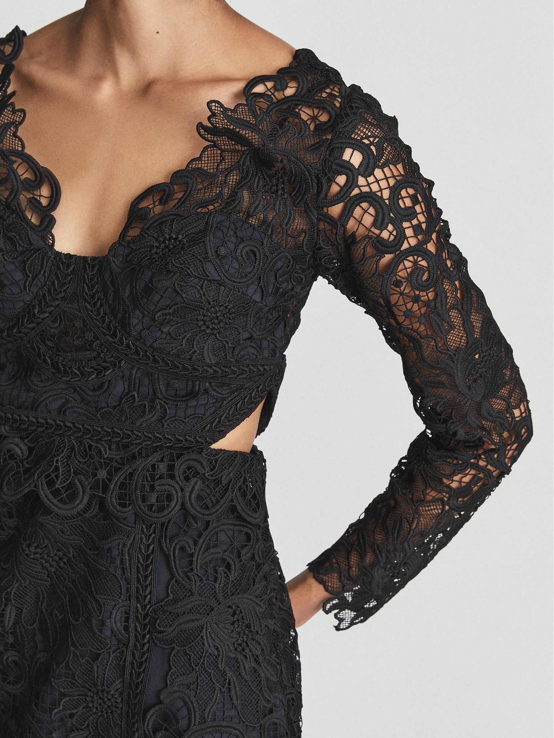 Lace Bodycon Dress in Black - Image 3 of 4