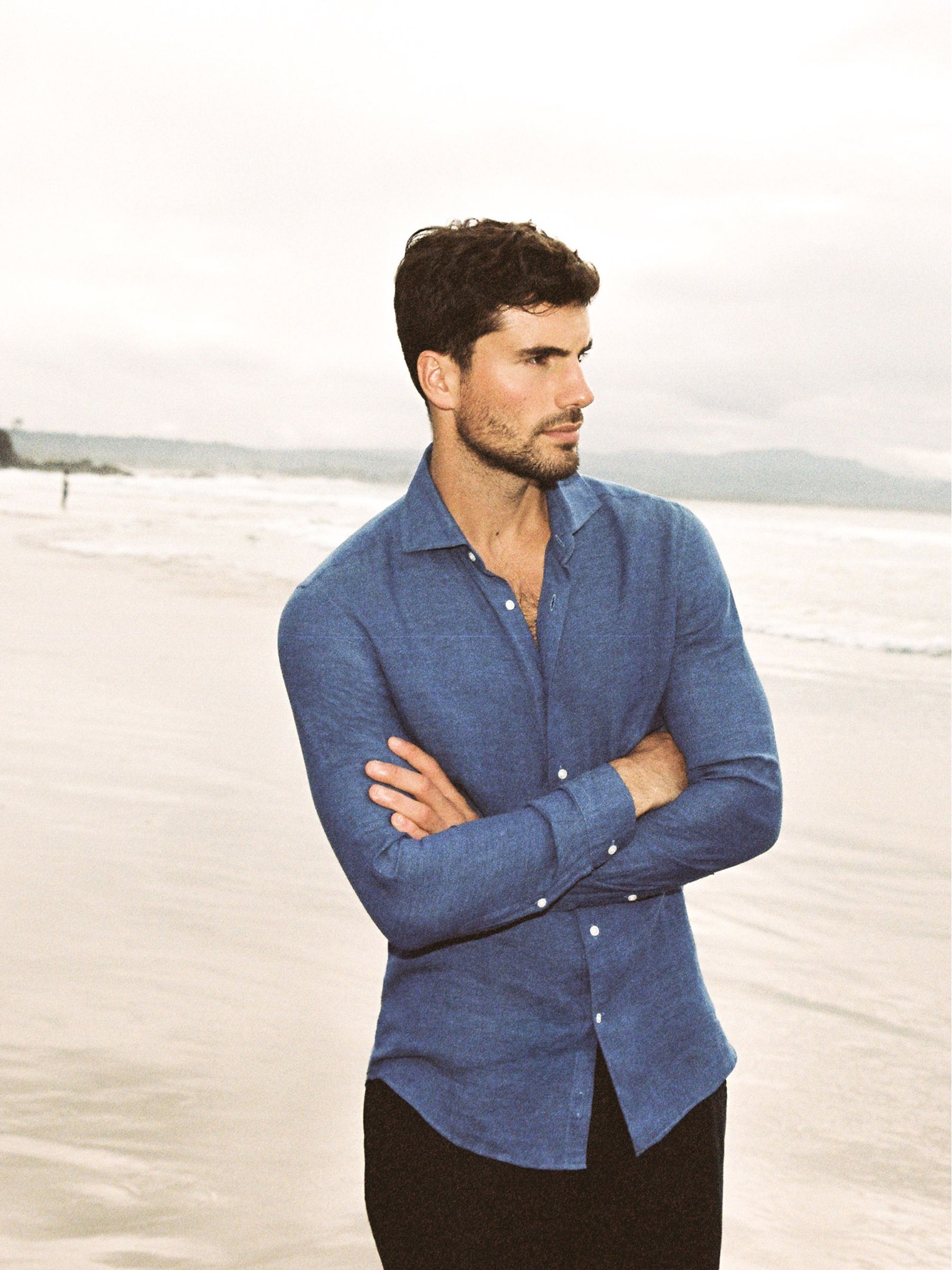 Linen Regular Fit Shirt in Bright Blue - Image 1 of 5