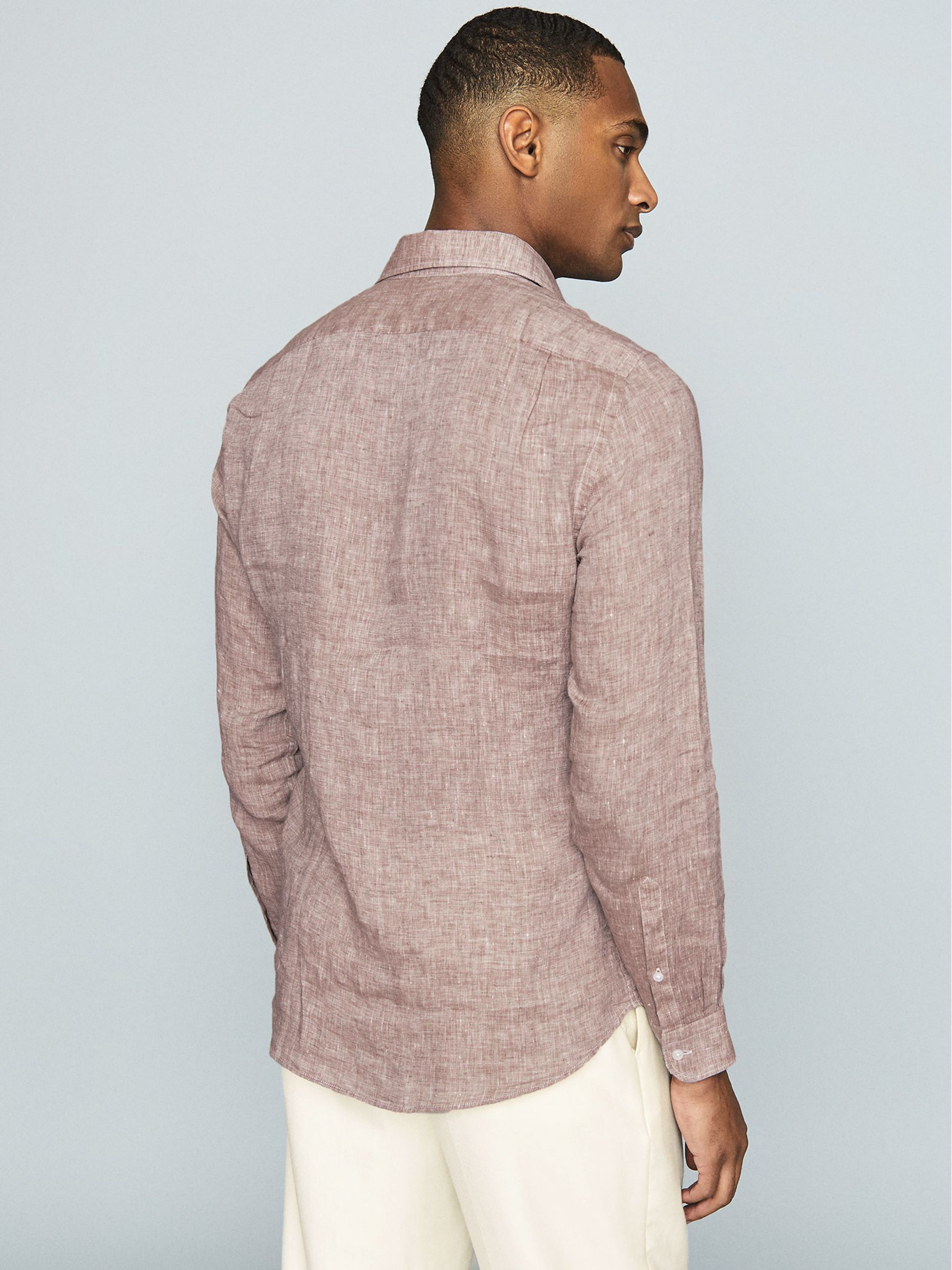 Linen Regular Fit Shirt in Mid Brown - Image 5 of 5