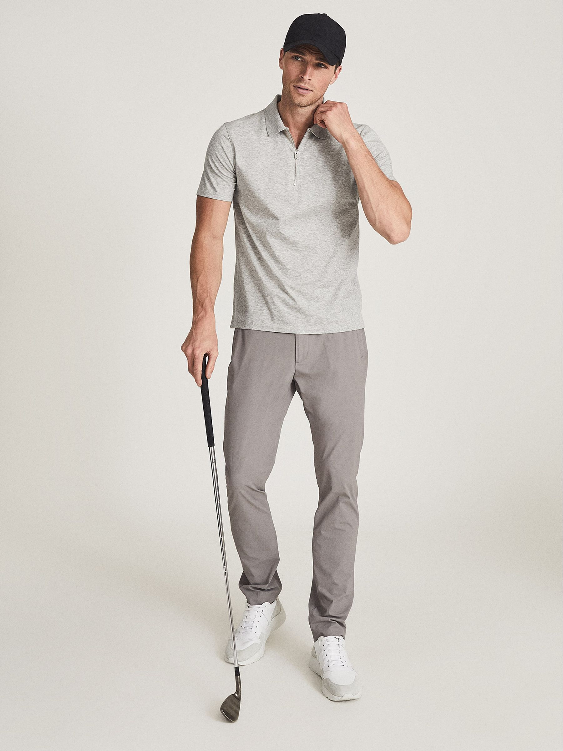 Mercerised Egyptian Cotton Polo Shirt in Soft Grey - Image 1 of 4