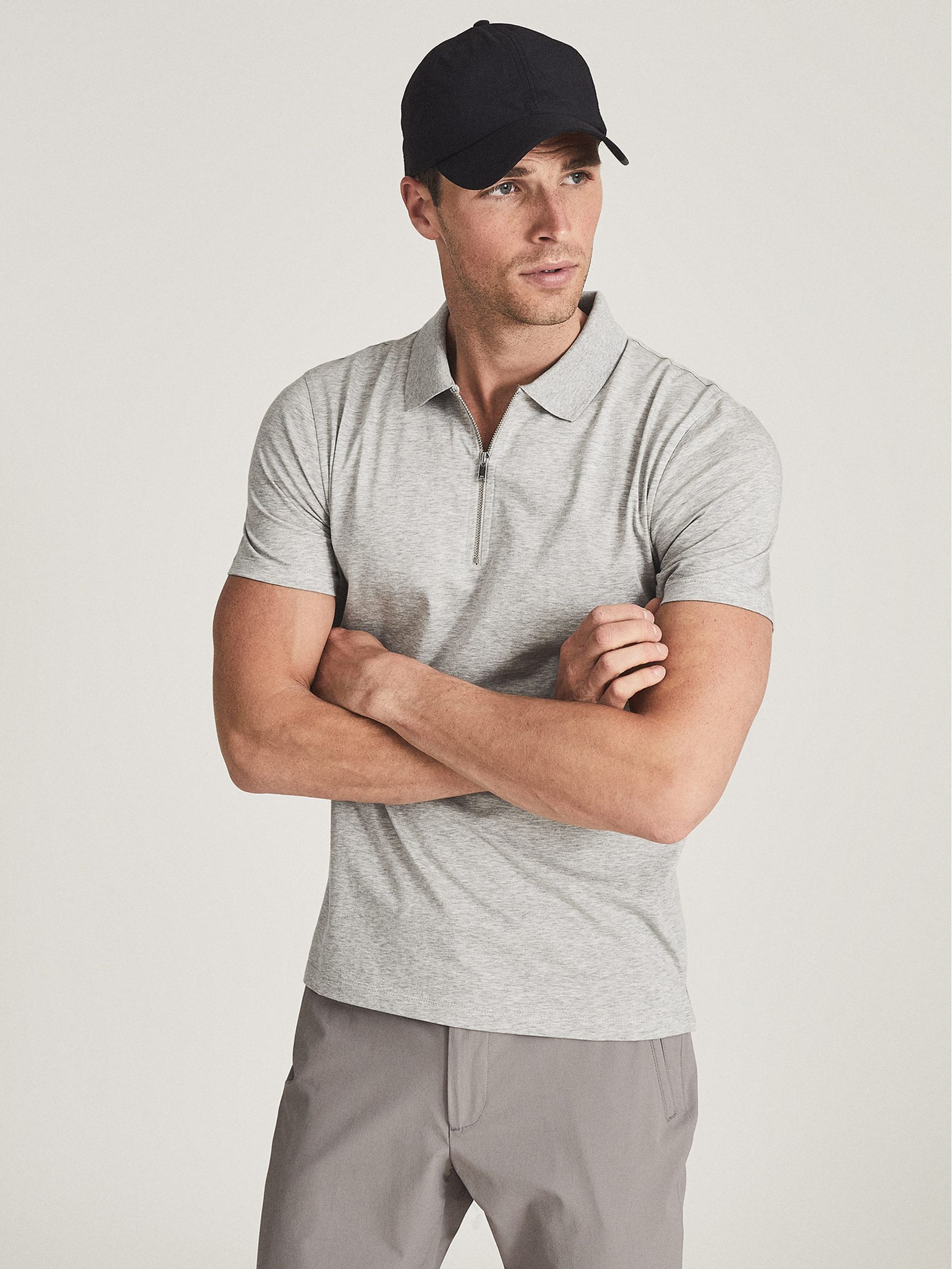 Mercerised Egyptian Cotton Polo Shirt in Soft Grey - Image 4 of 4