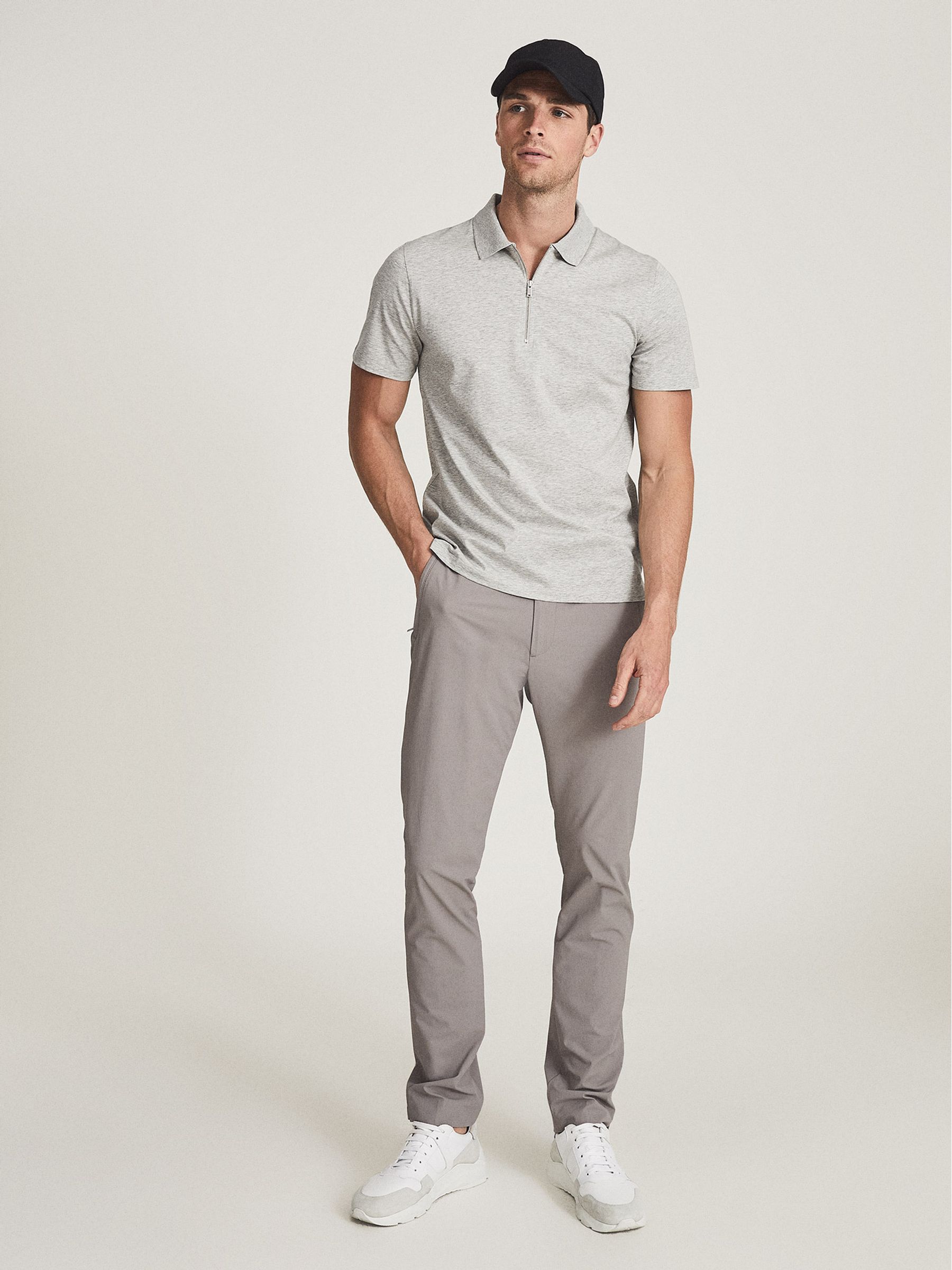 Mercerised Egyptian Cotton Polo Shirt in Soft Grey - Image 6 of 6