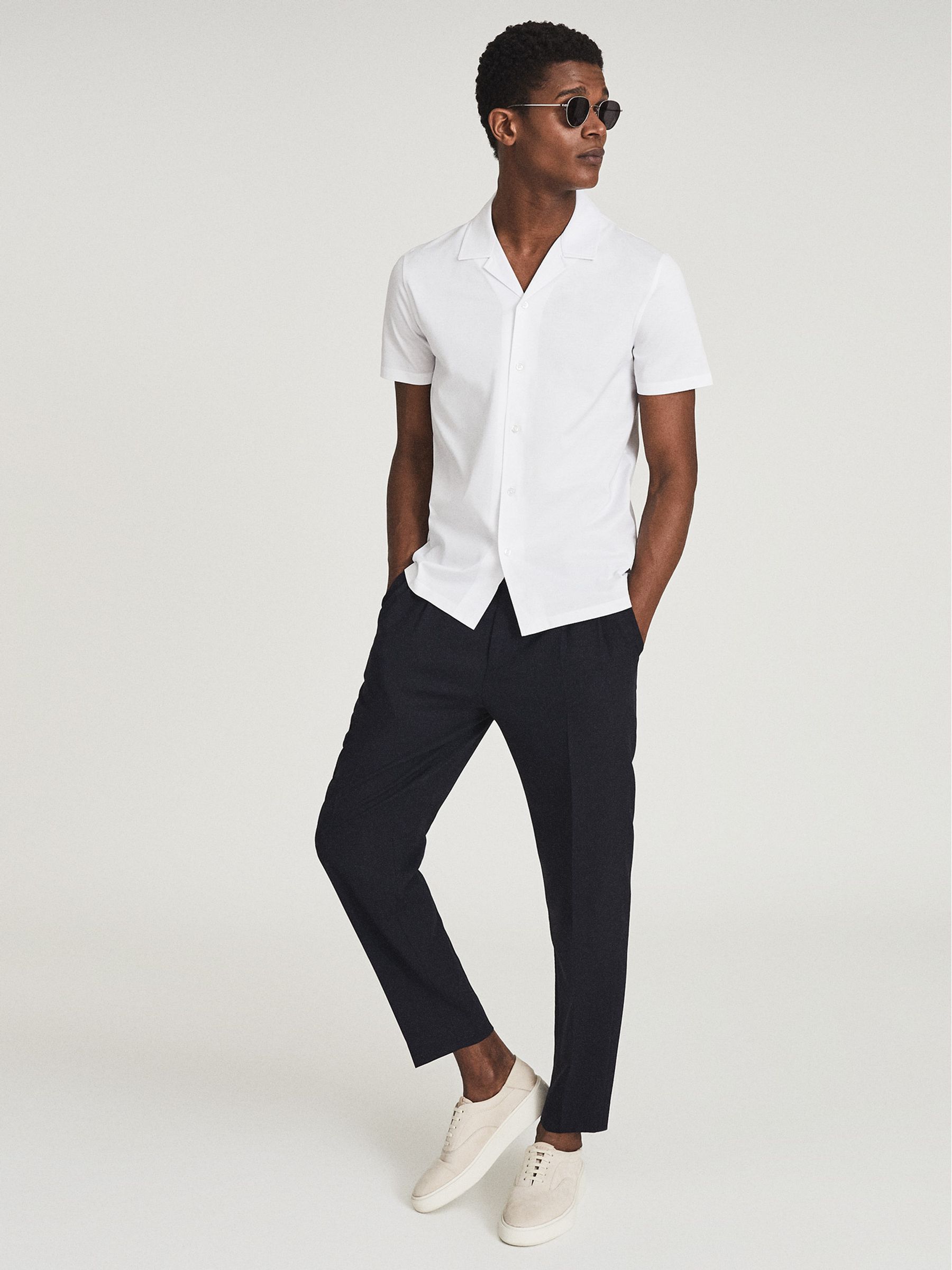 Mercerised Cotton Jersey Shirt in White - Image 1 of 5