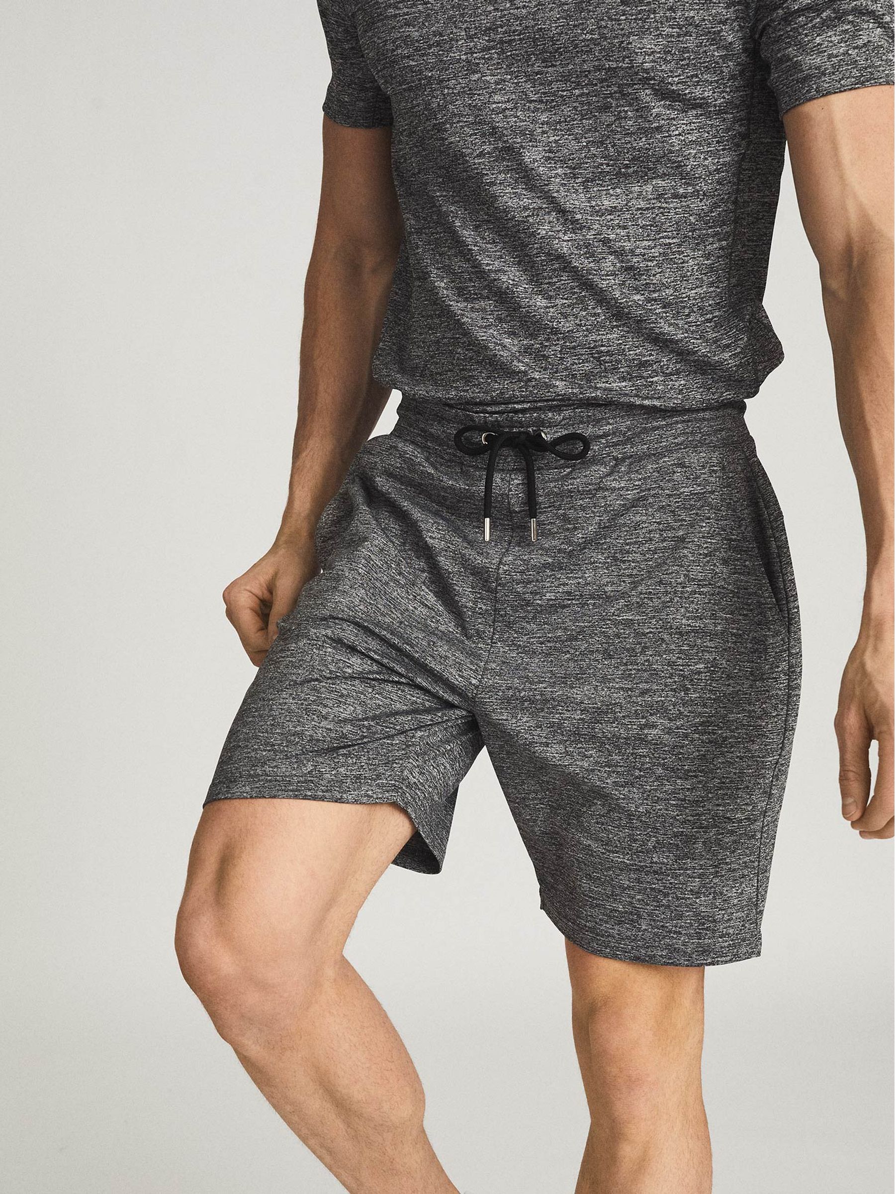 Melange High Stretch Jersey Shorts in Charcoal - Image 1 of 6 Melange High Stretch Jersey Shorts in Charcoal - Image 1 of 6