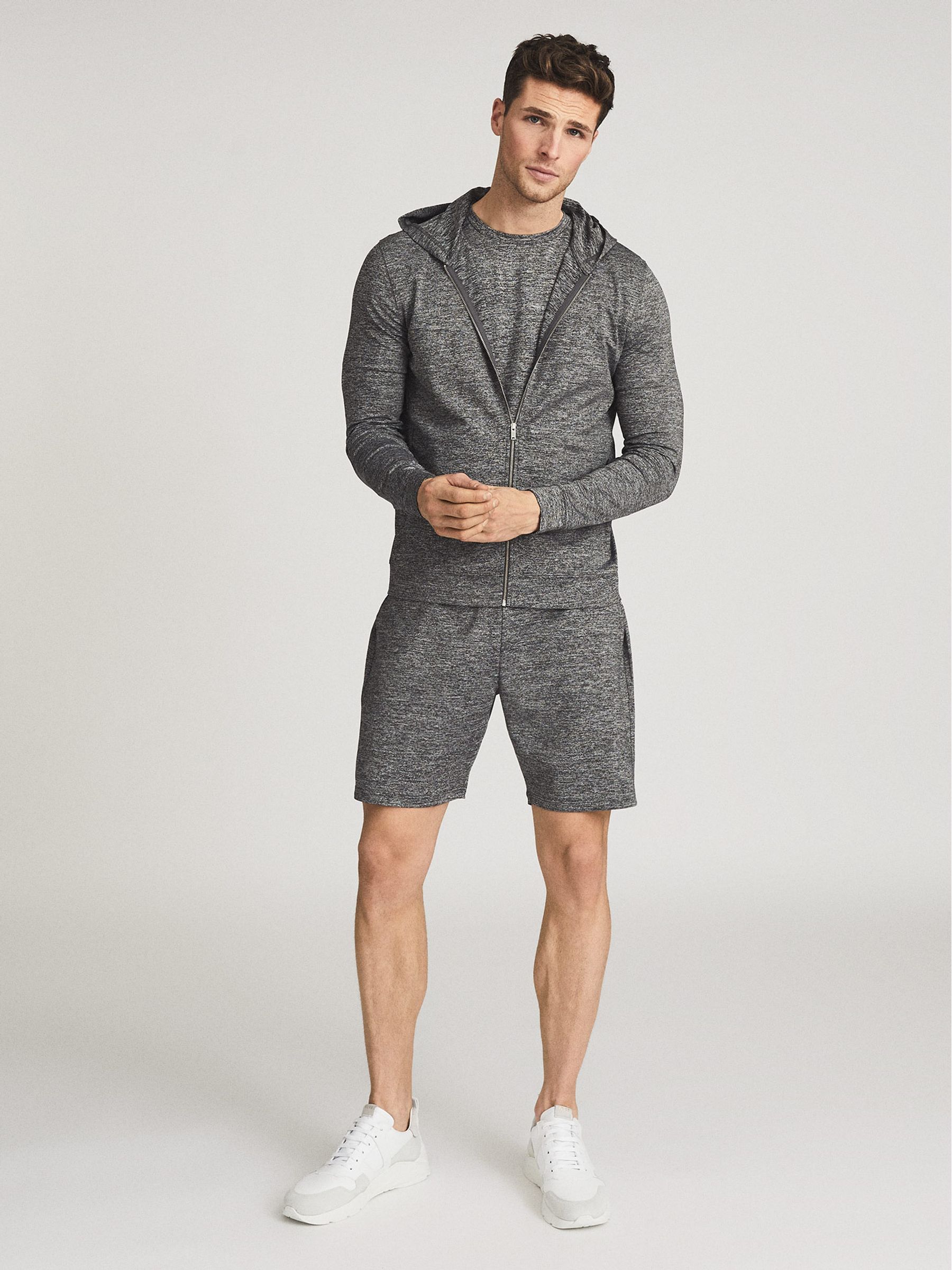 Melange High Stretch Jersey Shorts in Charcoal - Image 6 of 6
