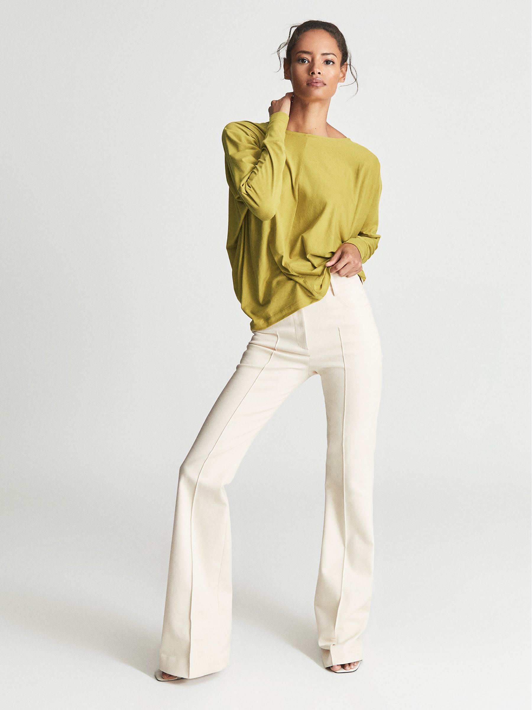 Fine Jersey Bow Detail Top in Yellow - Image 1 of 5
