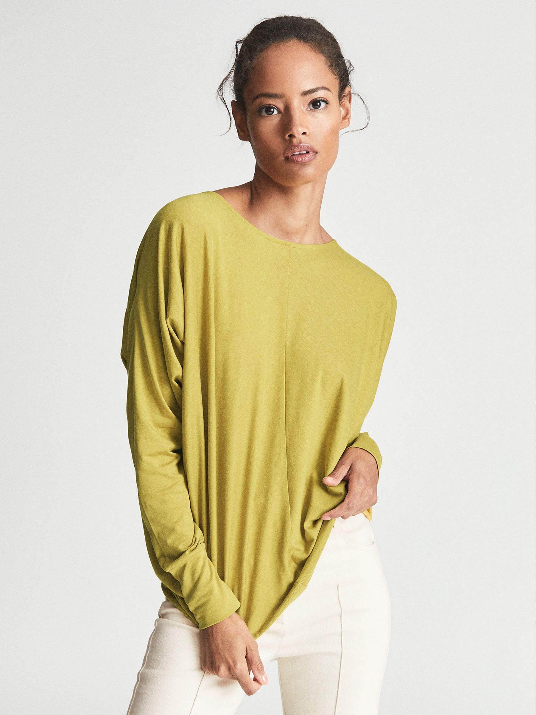 Fine Jersey Bow Detail Top in Yellow - Image 3 of 5