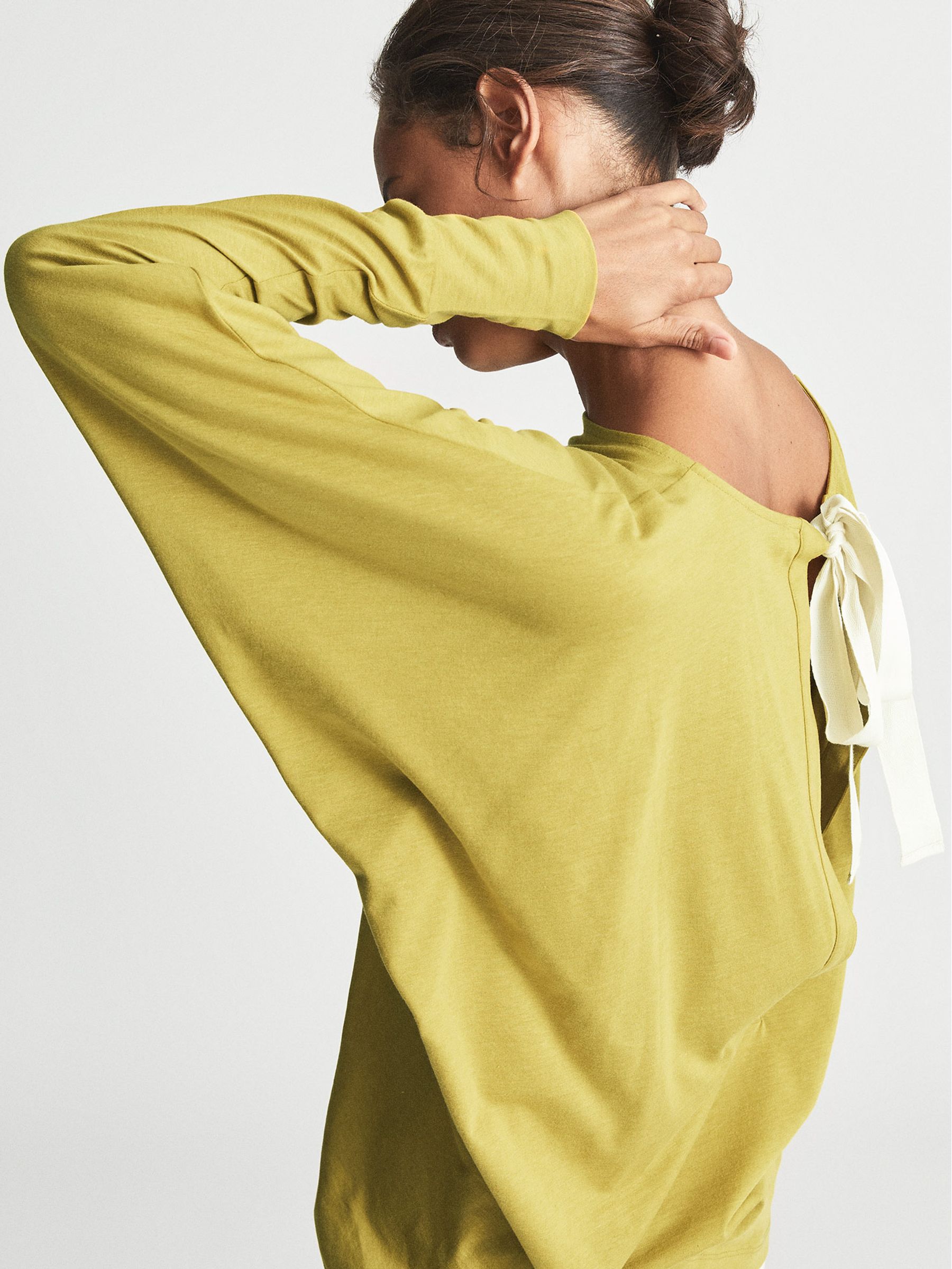 Fine Jersey Bow Detail Top in Yellow - Image 4 of 5