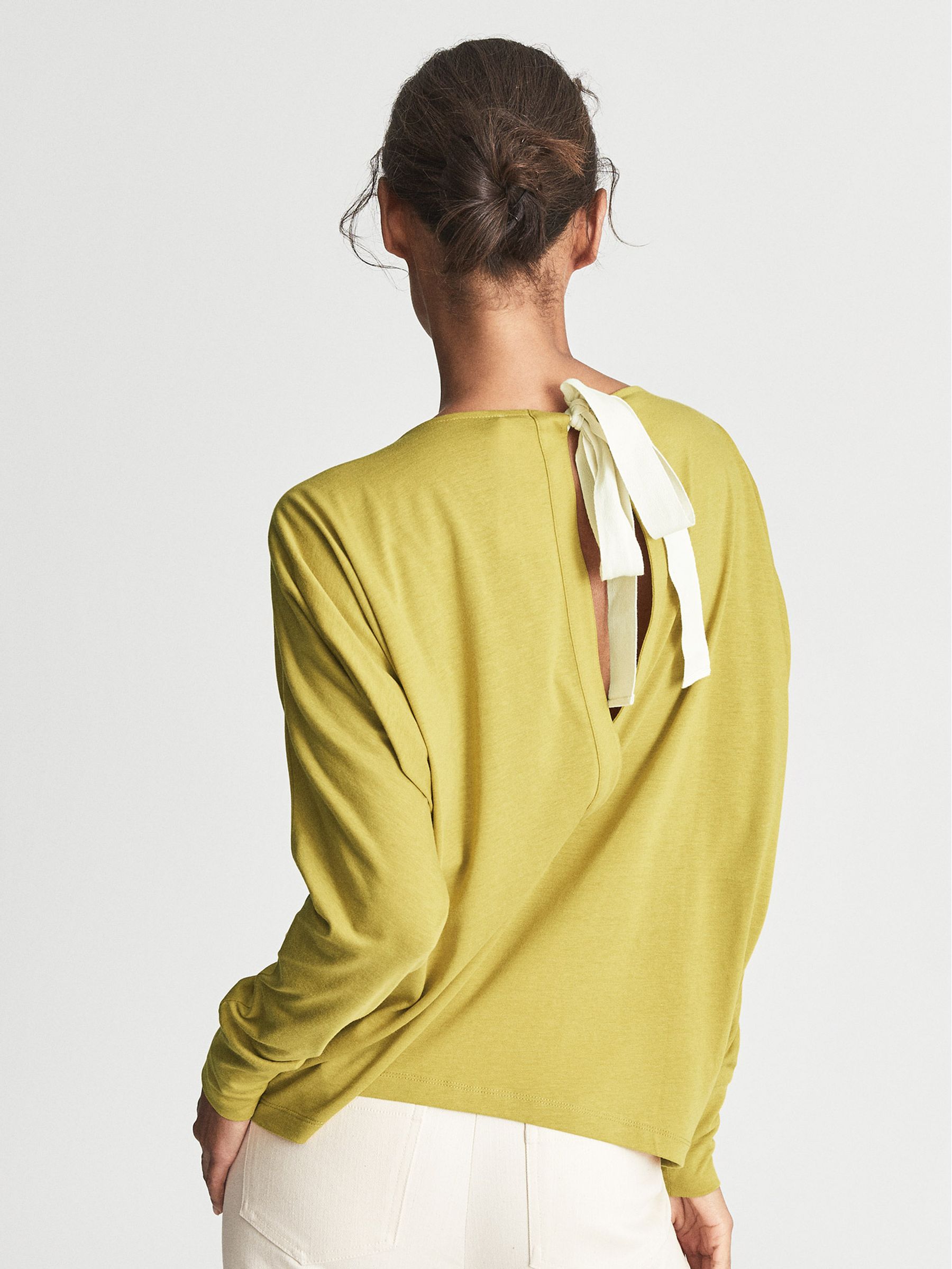 Fine Jersey Bow Detail Top in Yellow - Image 5 of 5