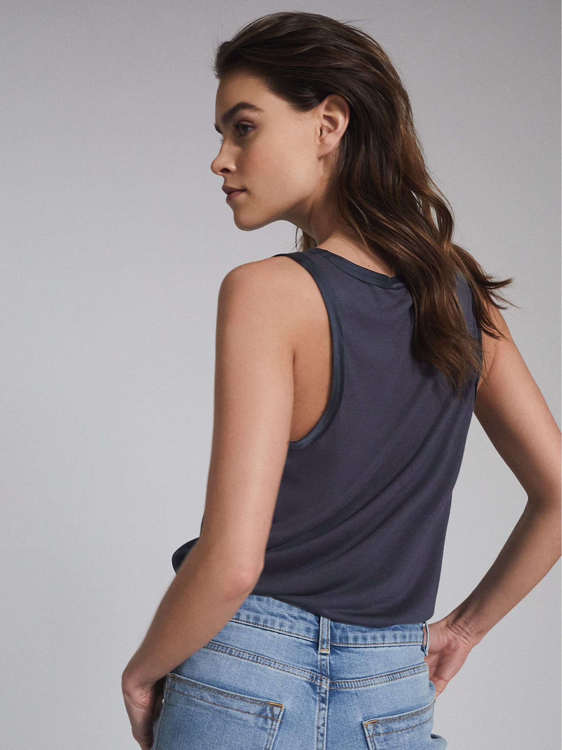 Silk Front Vest in Navy - Image 5 of 5