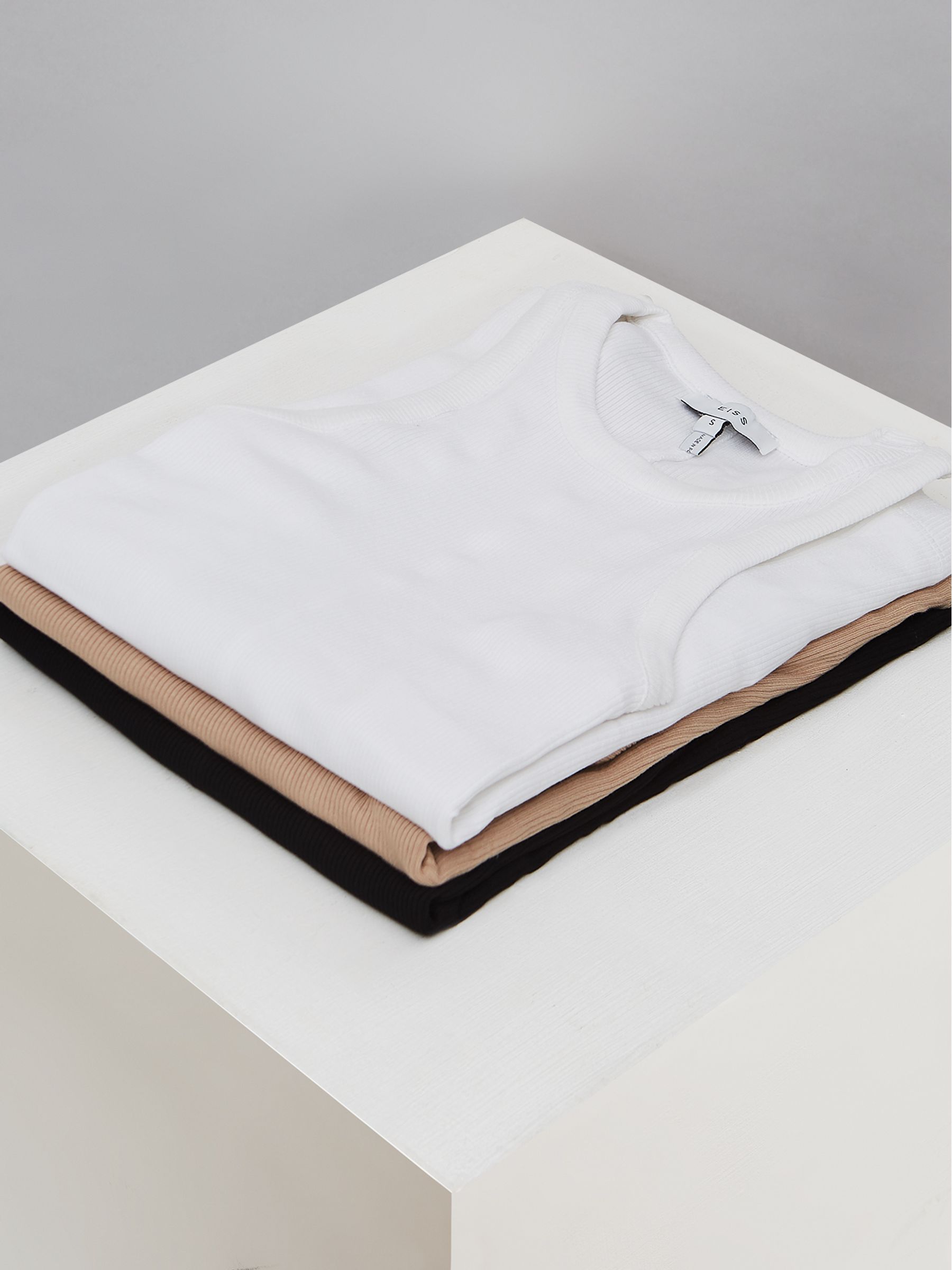 Ribbed Racer Tank Tops 3 Pack in Multi - Image 1 of 7