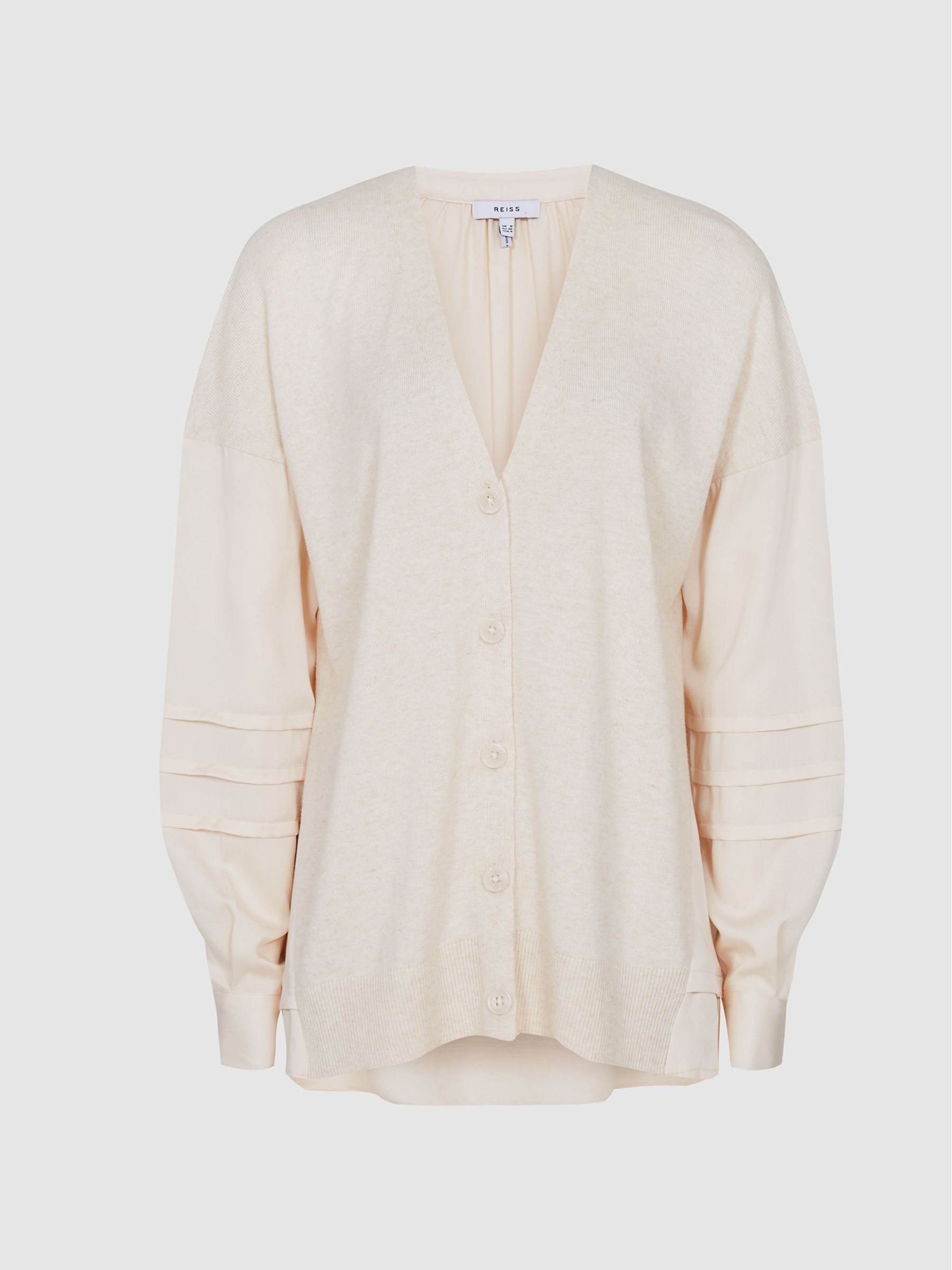 Cashmere Blend Cardigan in Oatmeal - Image 2 of 5