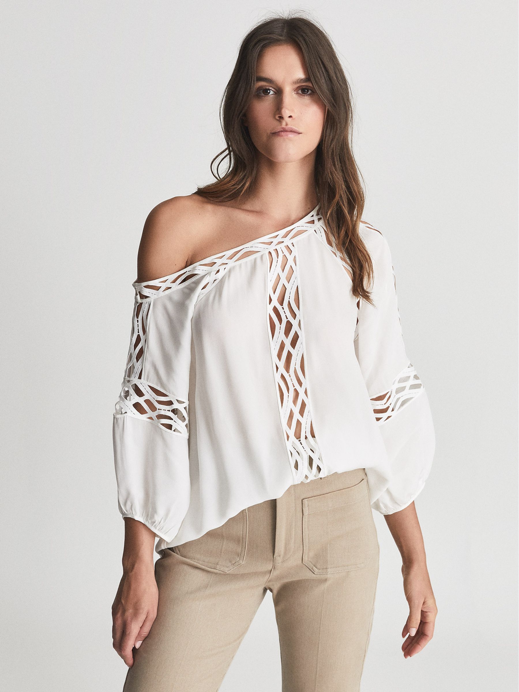 Lace Detail Blouse in Ivory - Image 3 of 5