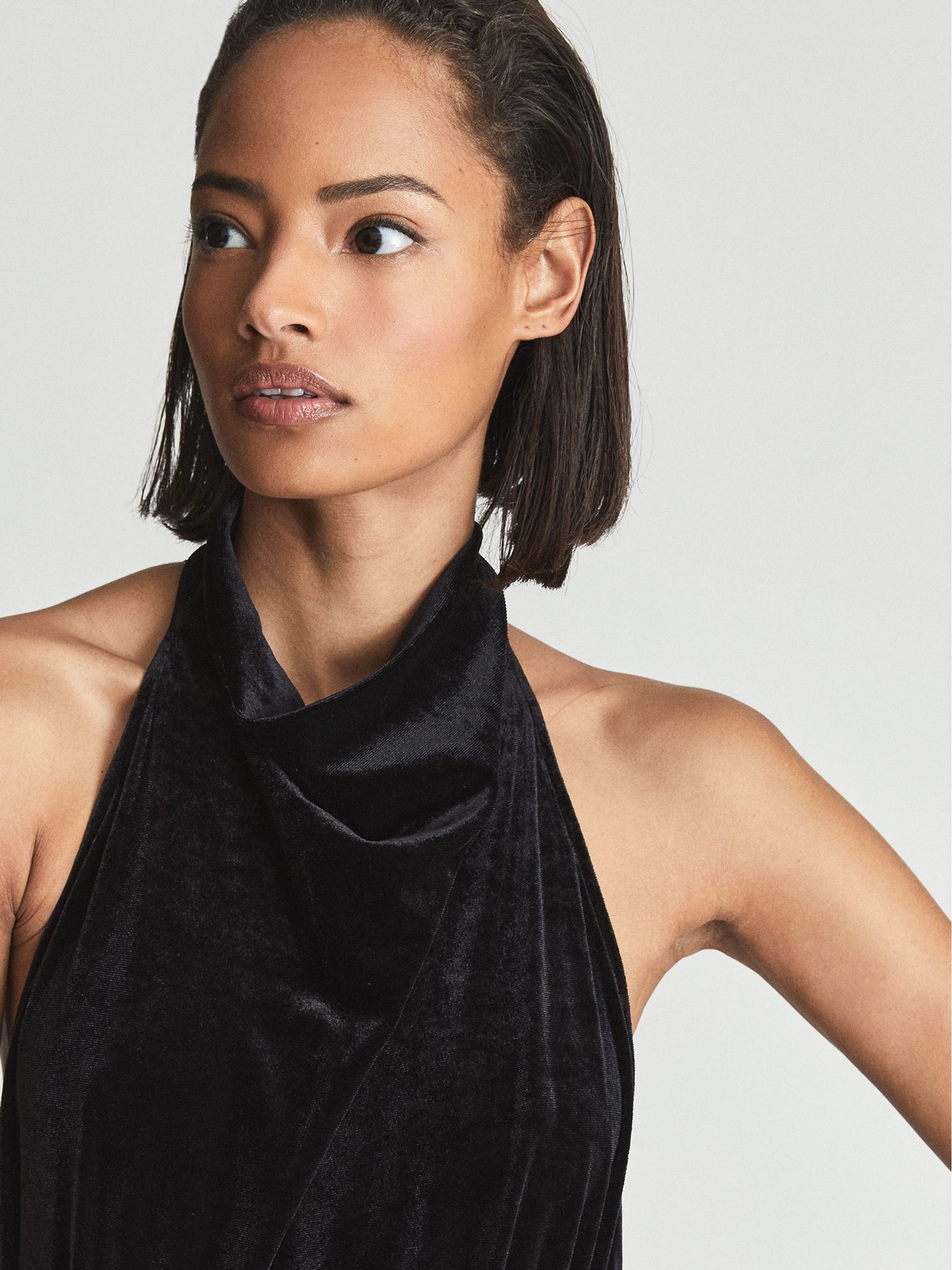 Sleeveless Velvet Bodysuit in Black - Image 3 of 5