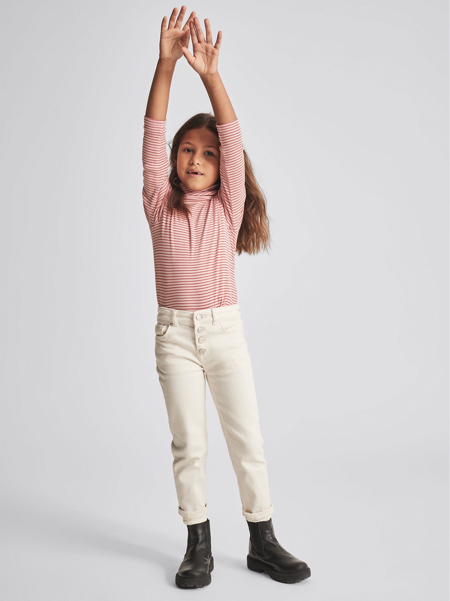 Striped Roll Neck Top in Red - Image 1 of 6