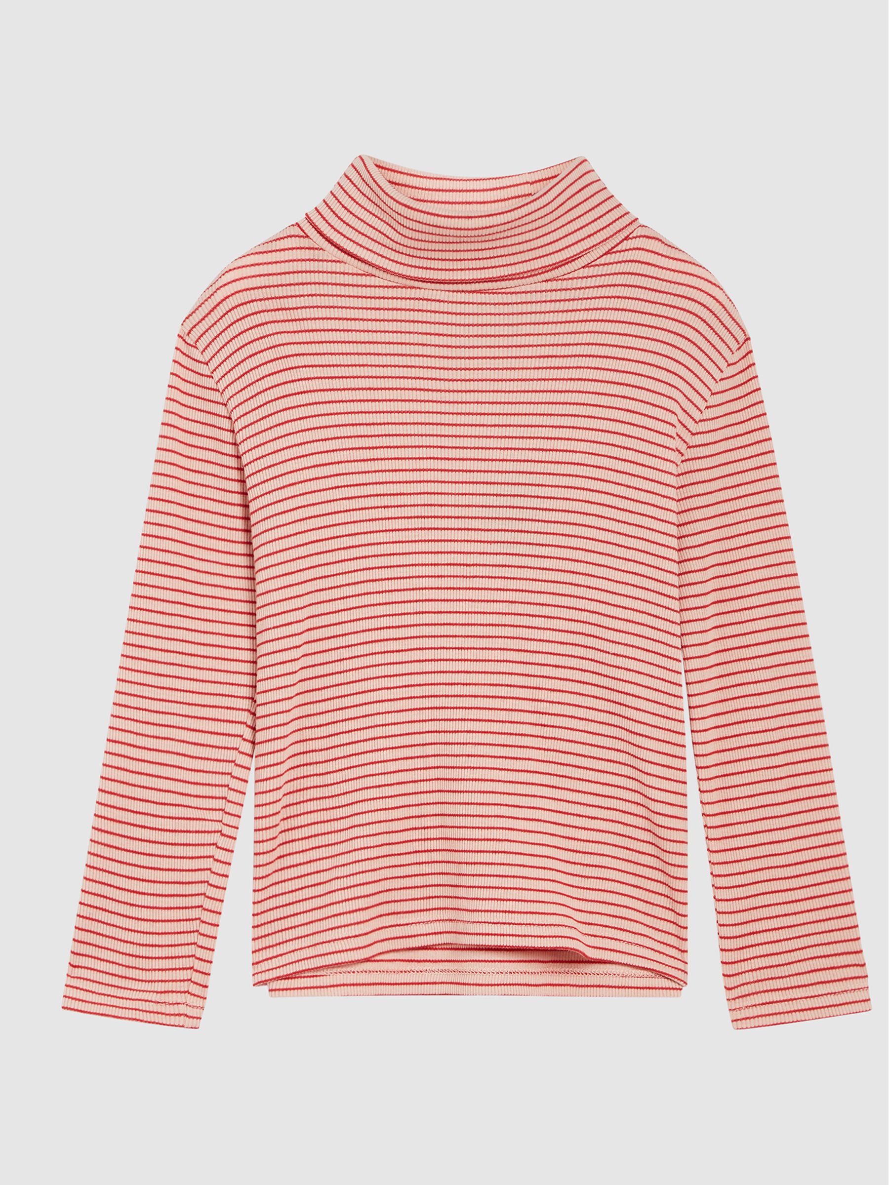 Striped Roll Neck Top in Red - Image 2 of 6 Striped Roll Neck Top in Red - Image 2 of 6