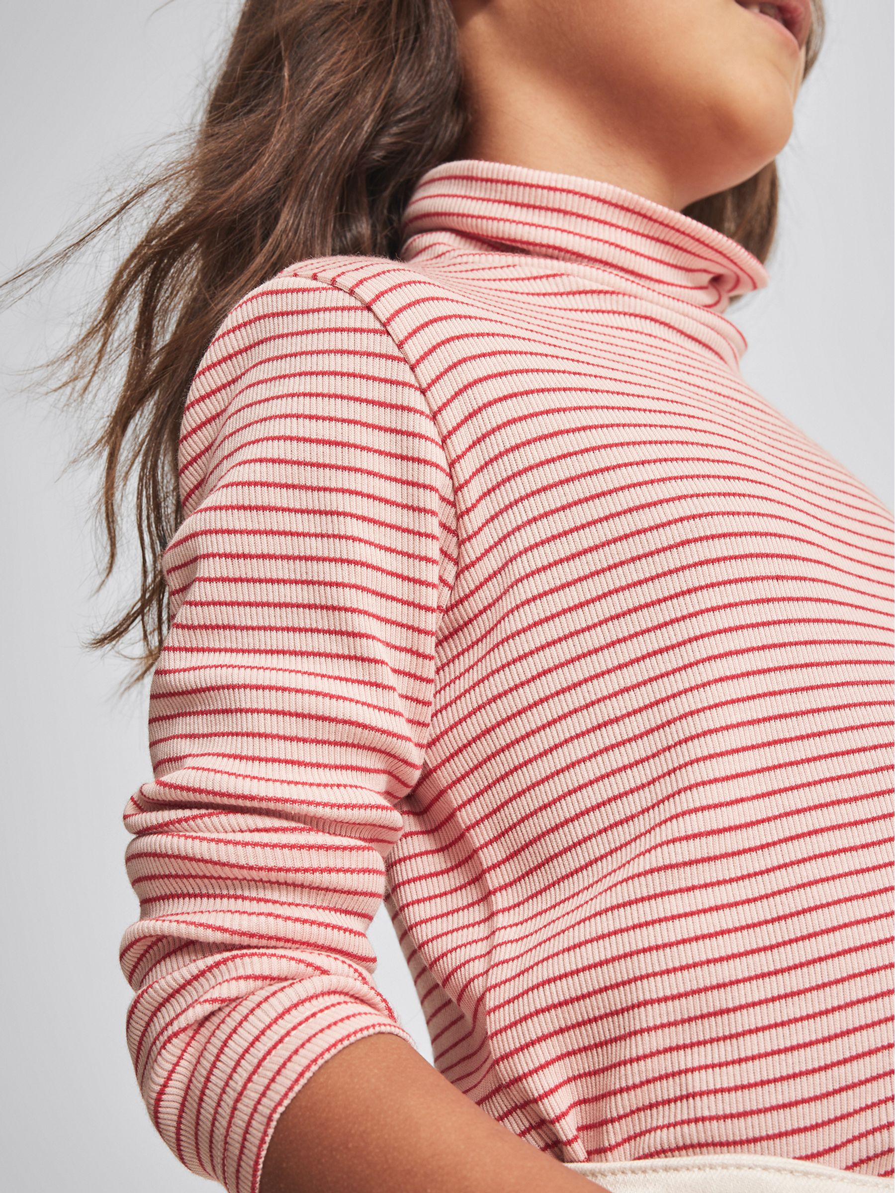 Striped Roll Neck Top in Red - Image 3 of 6