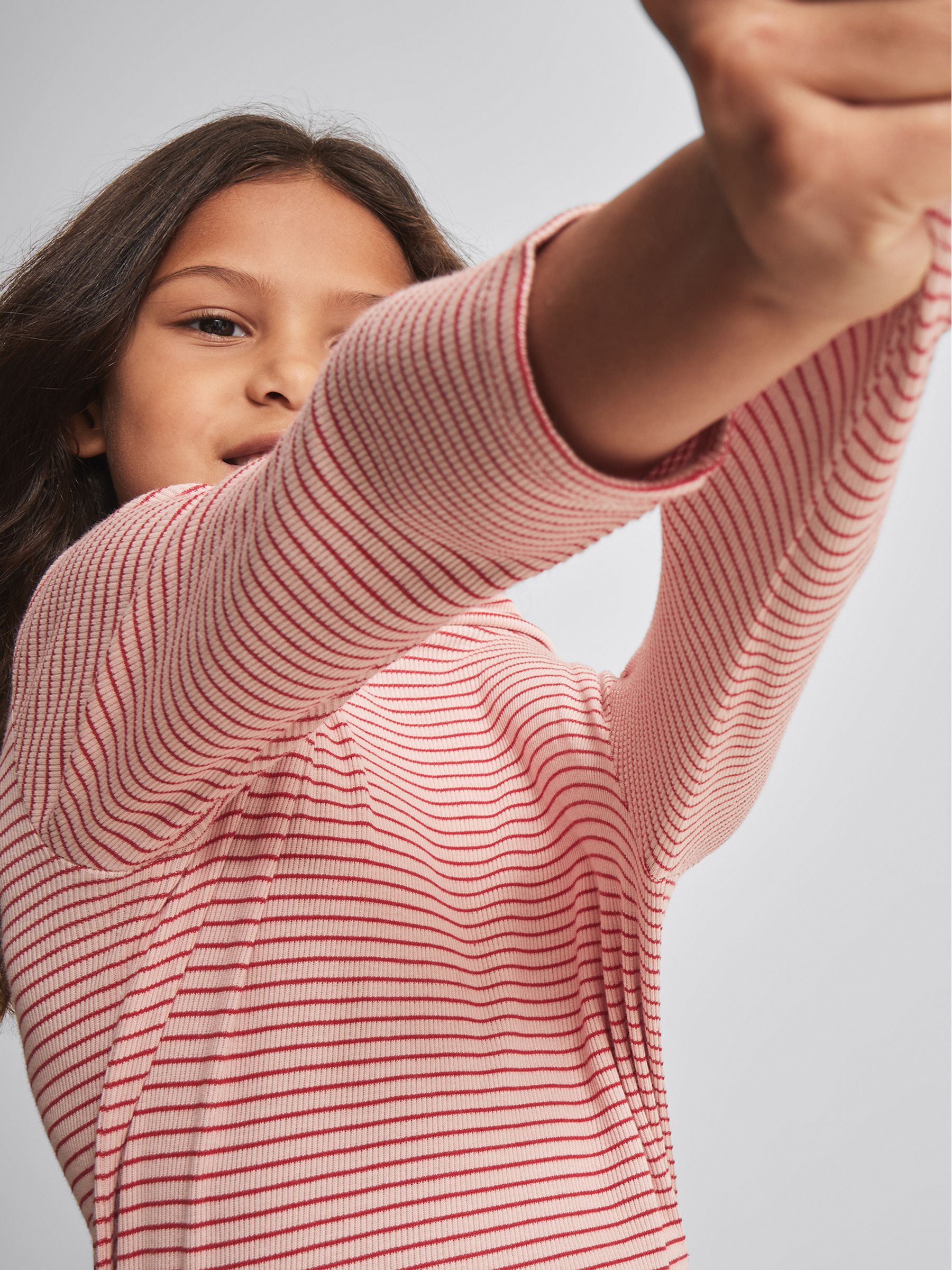 Striped Roll Neck Top in Red - Image 4 of 6