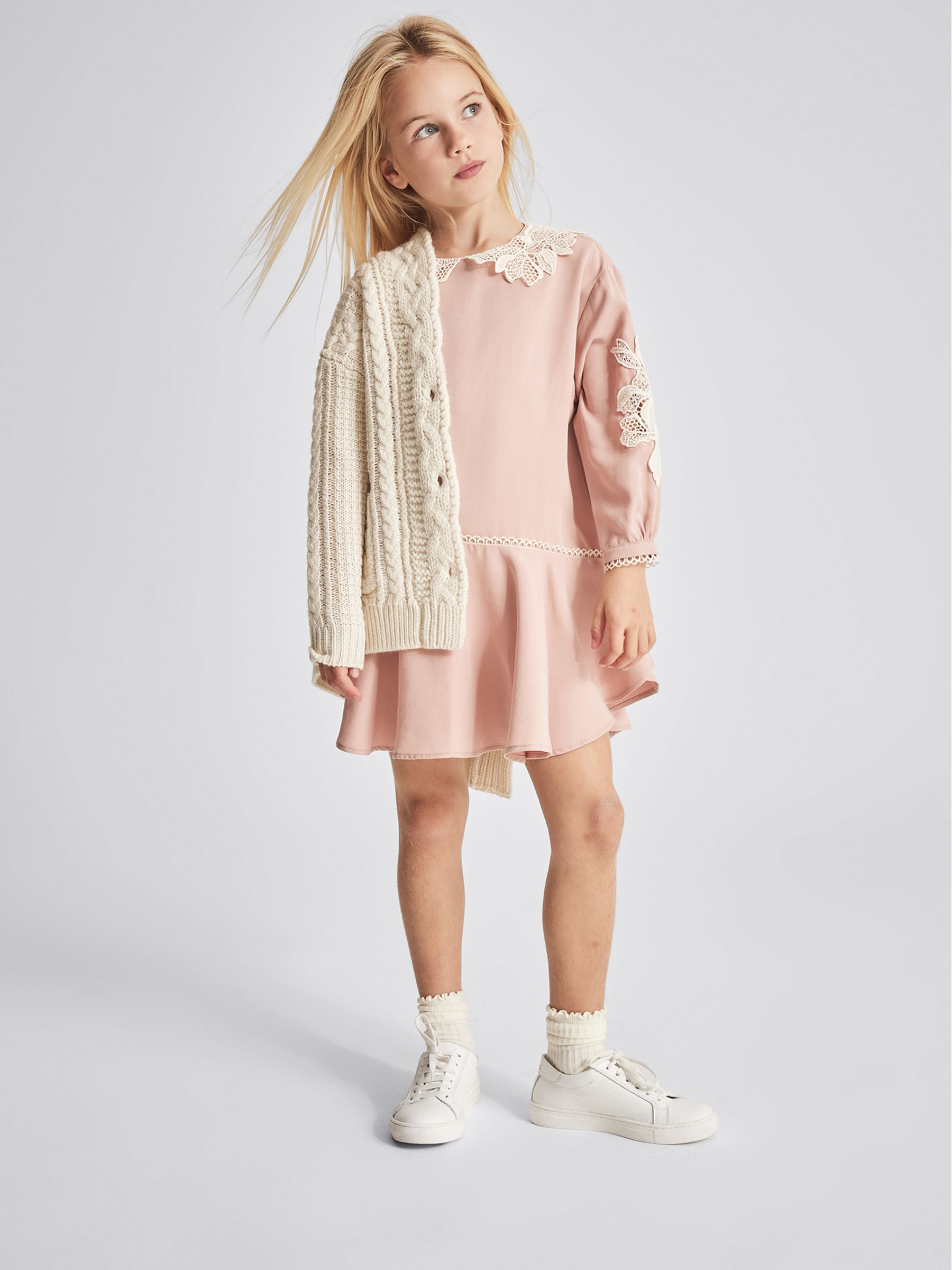 Shawl Collar Cashmere Mix Cardigan in Cream - Image 1 of 6