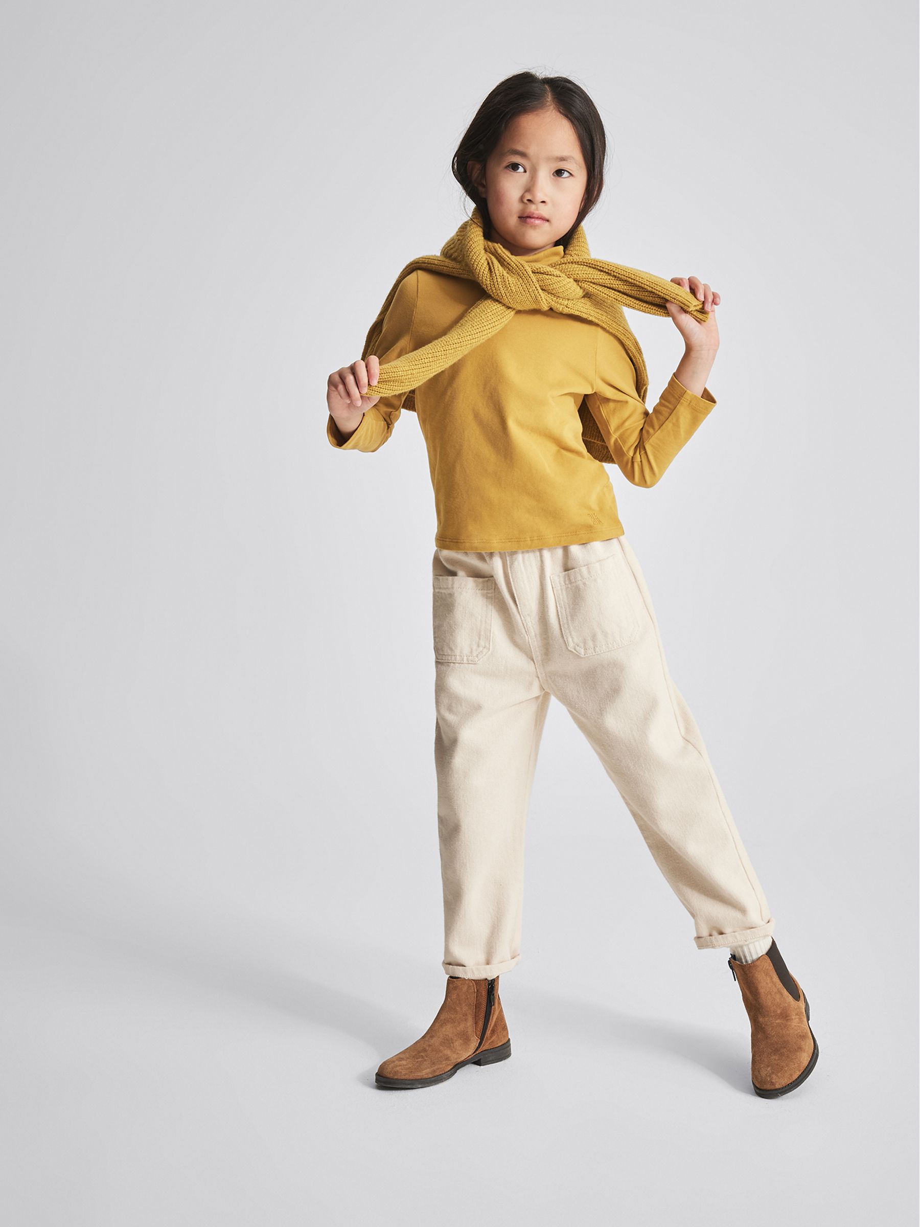 Ribbed Zip Neck Jumper in Green - Image 1 of 6