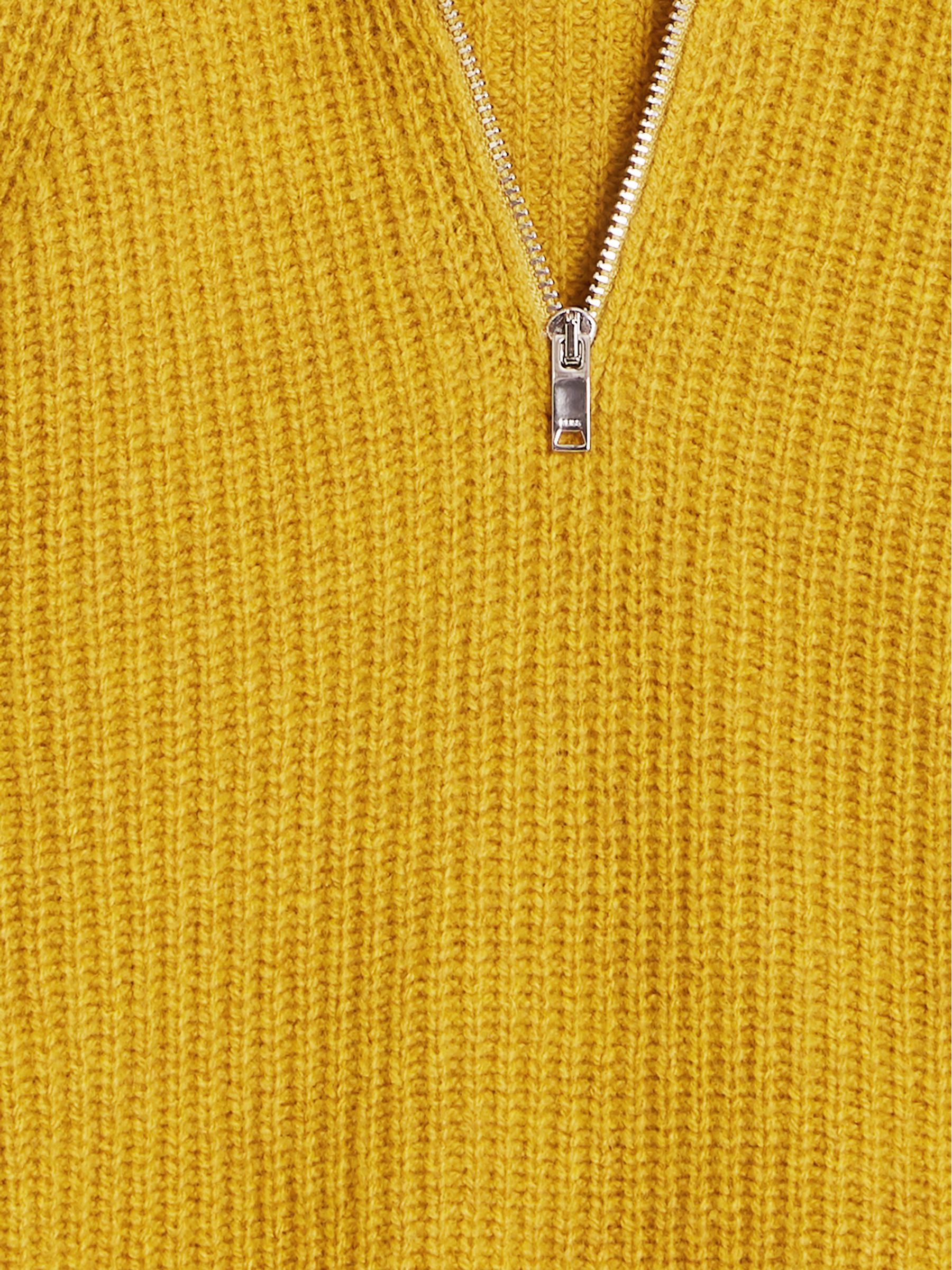 Ribbed Zip Neck Jumper in Green - Image 6 of 6