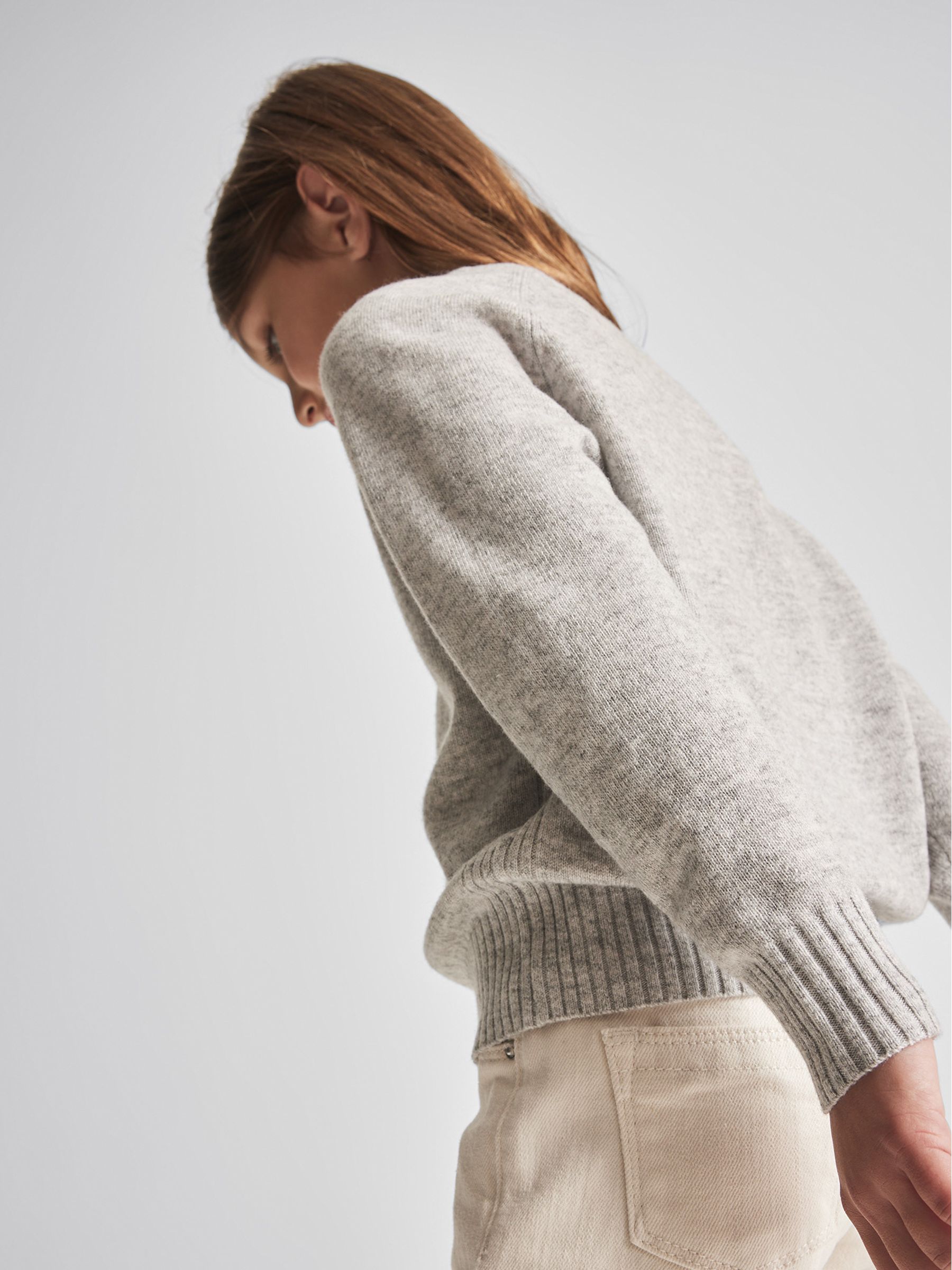 Wool Cashmere Blend Jumper in Grey Marl - Image 3 of 6