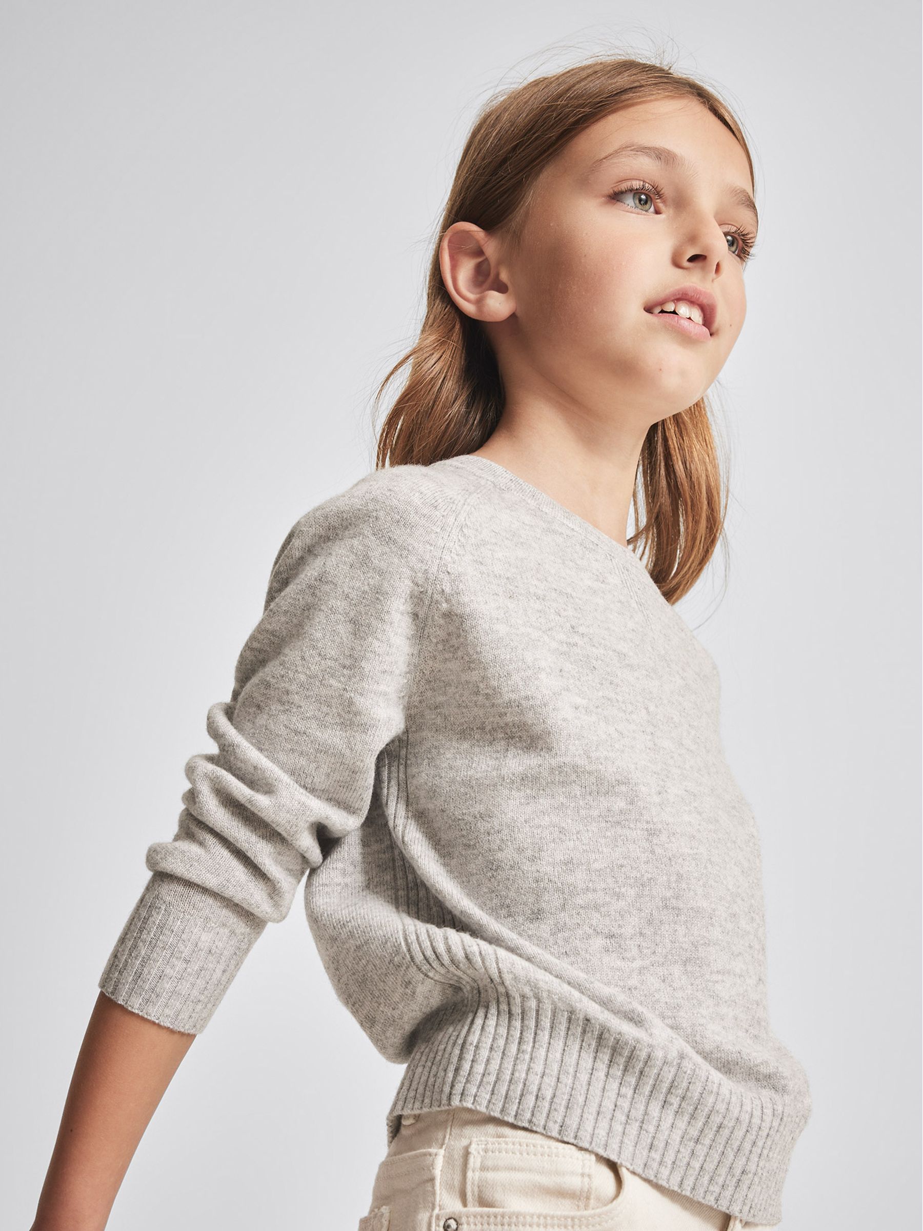 Wool Cashmere Blend Jumper in Grey Marl - Image 4 of 6