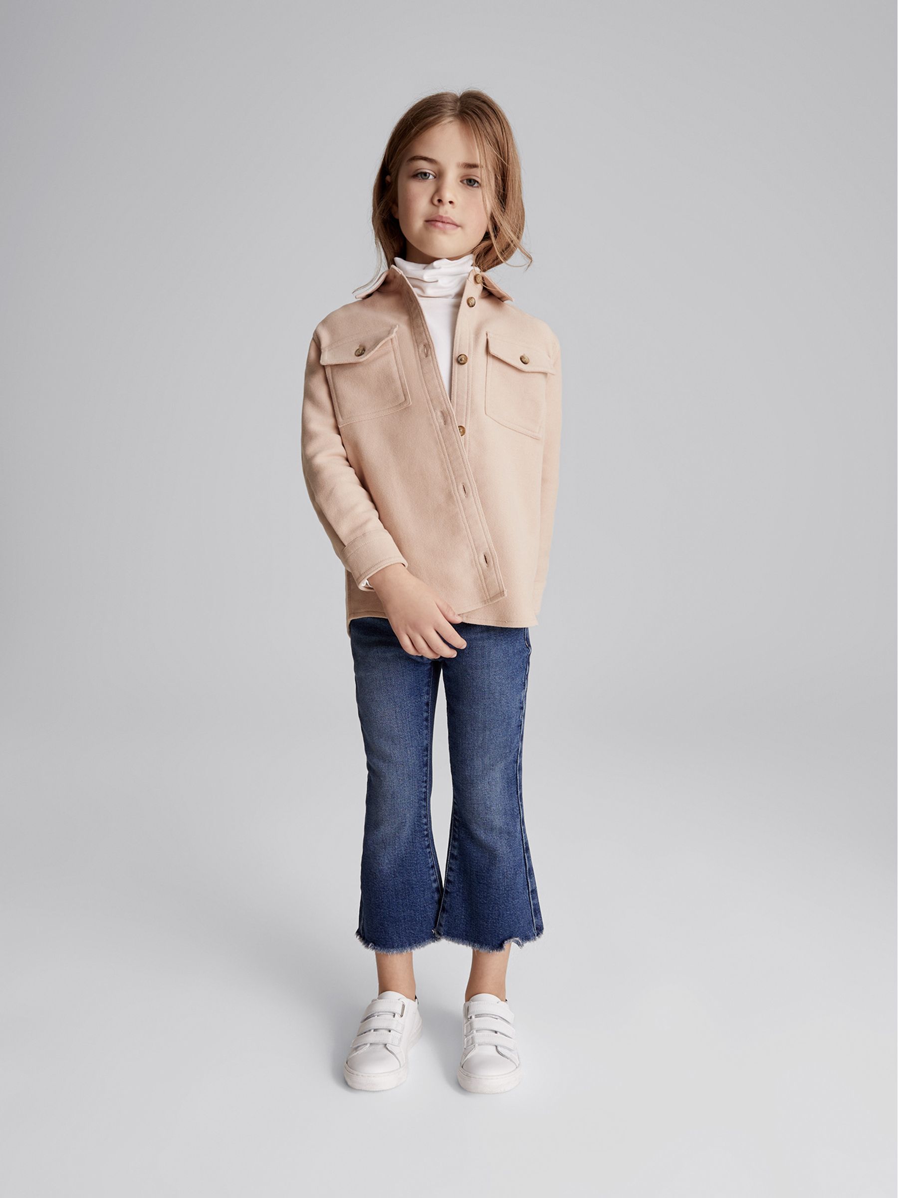 Brushed Cotton Overshirt in Pink - Image 1 of 6