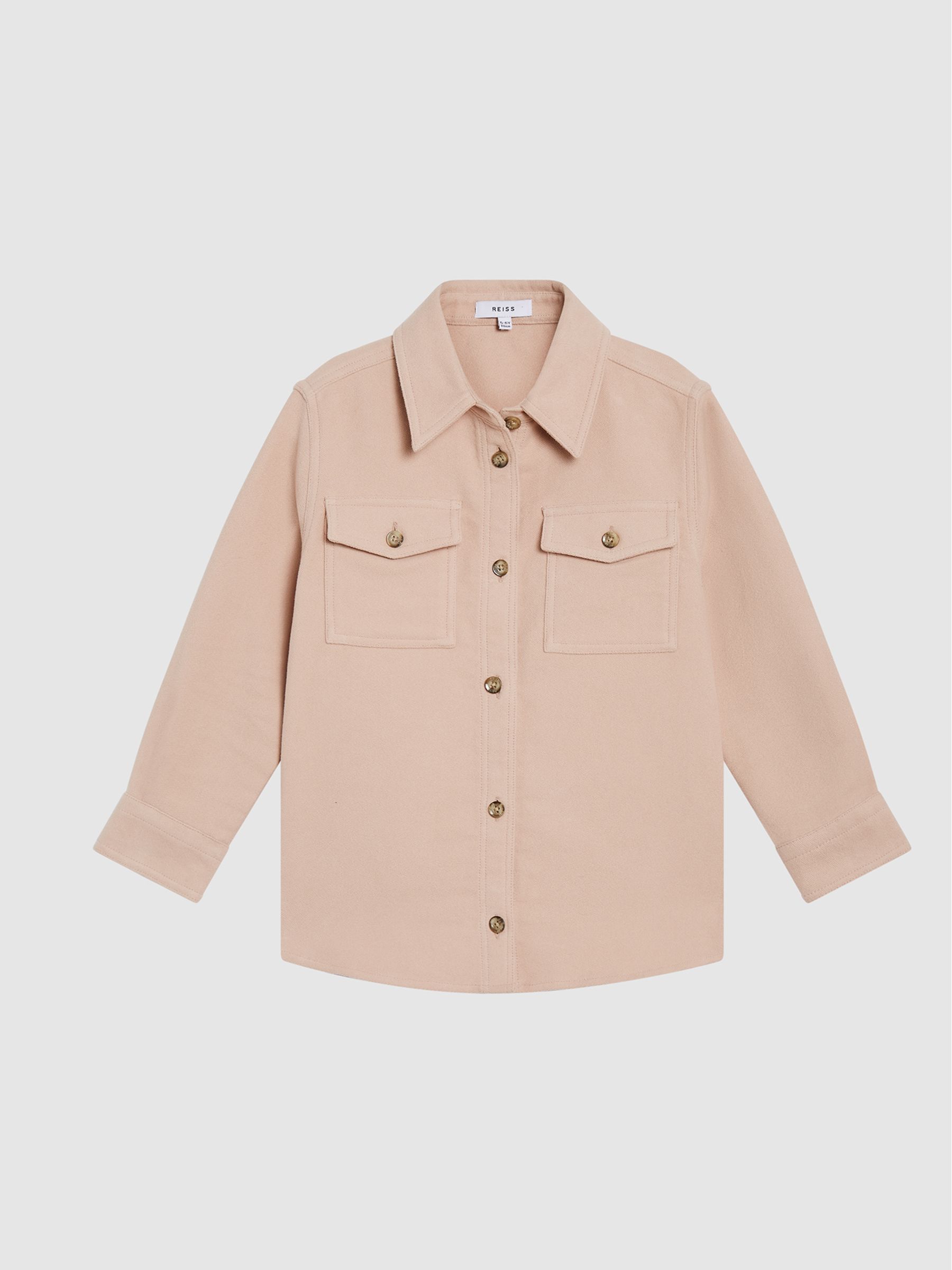 Brushed Cotton Overshirt in Pink - Image 2 of 6