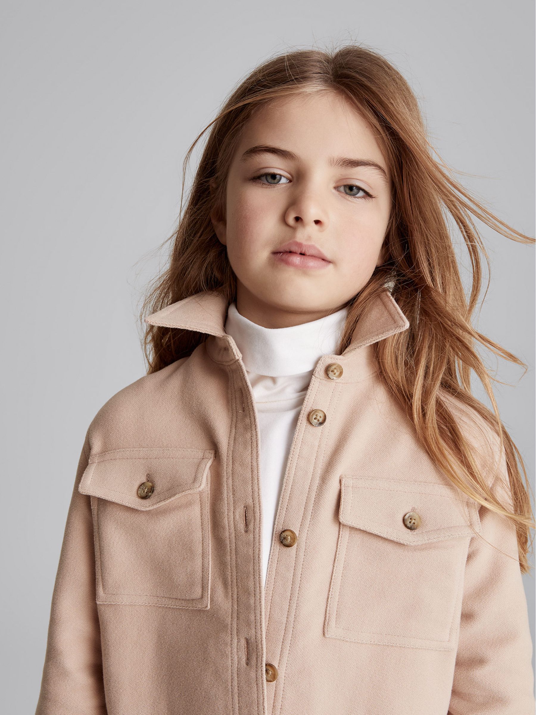 Brushed Cotton Overshirt in Pink - Image 3 of 6