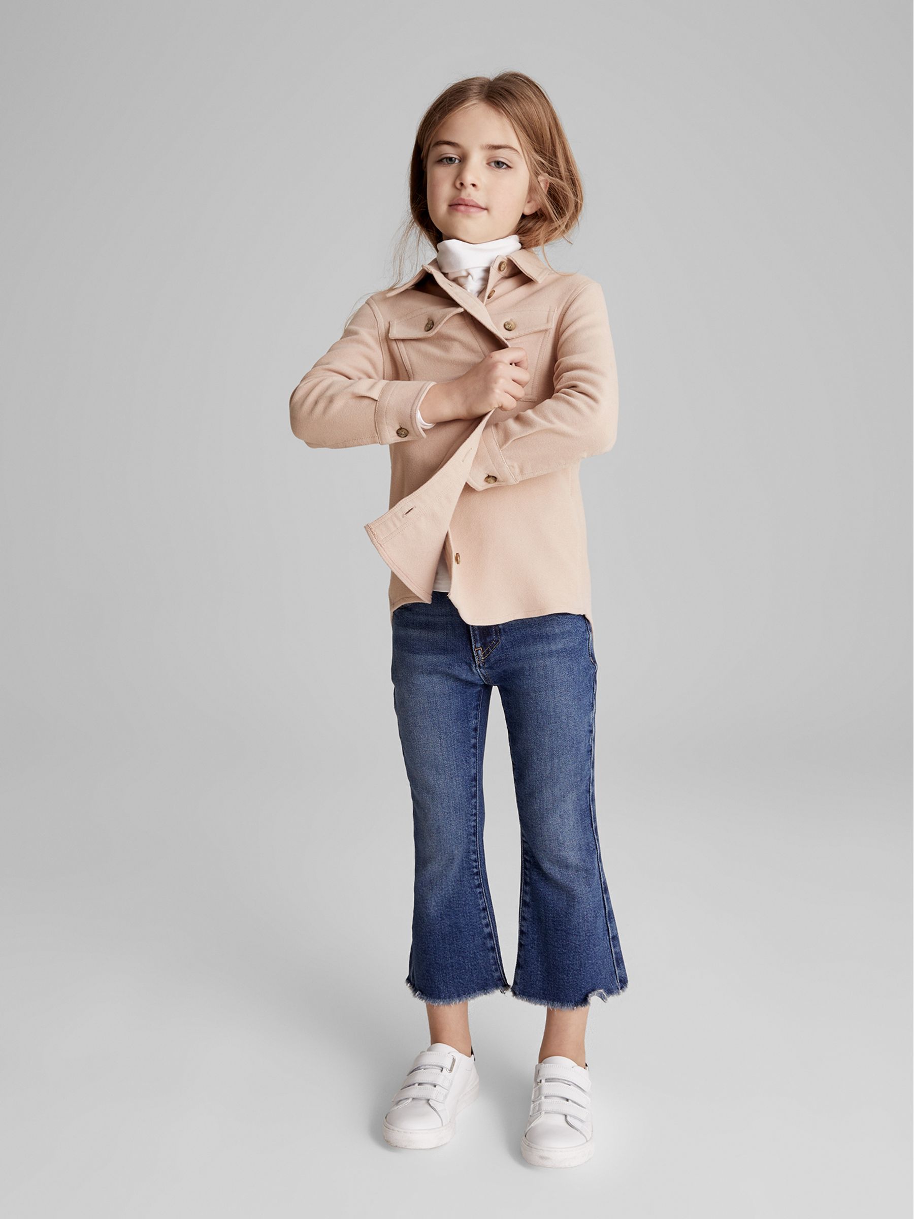 Brushed Cotton Overshirt in Pink - Image 4 of 6