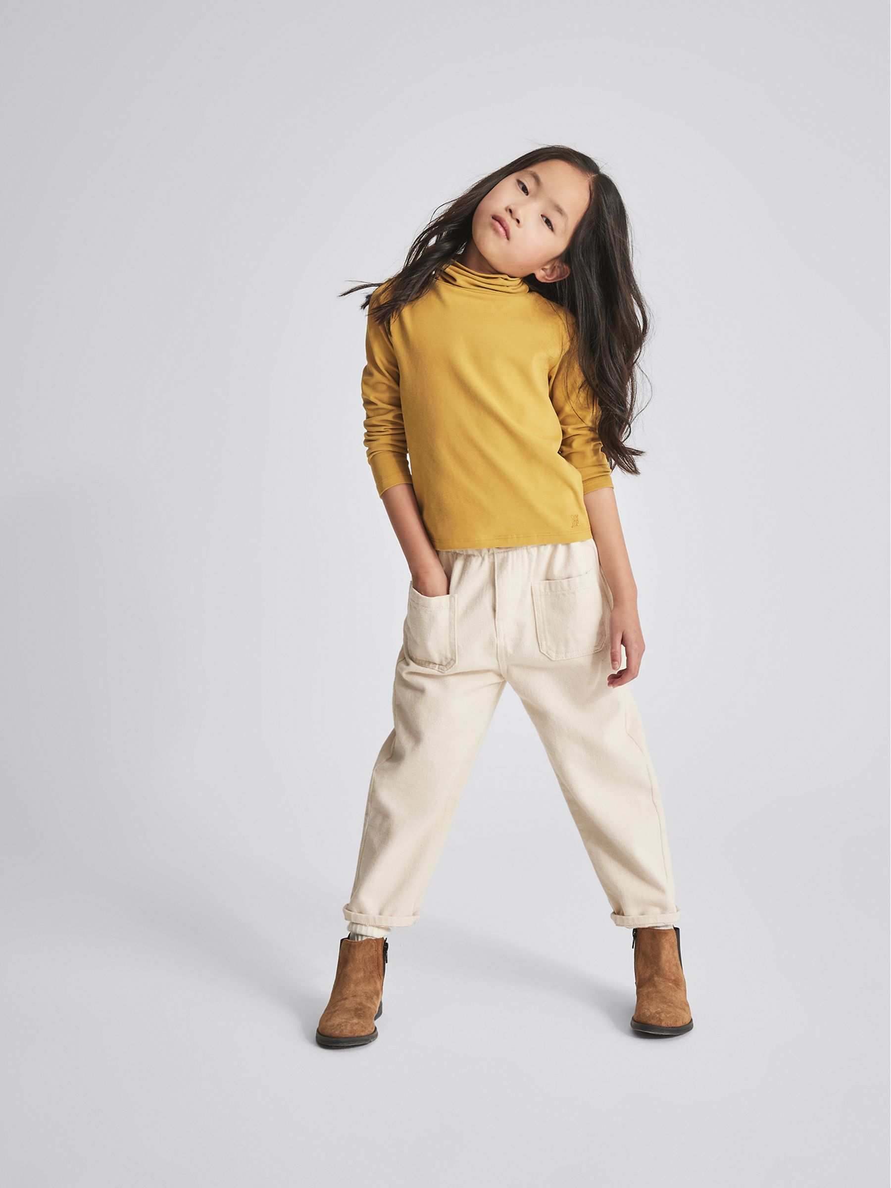 Roll Neck Top in Ochre - Image 1 of 6
