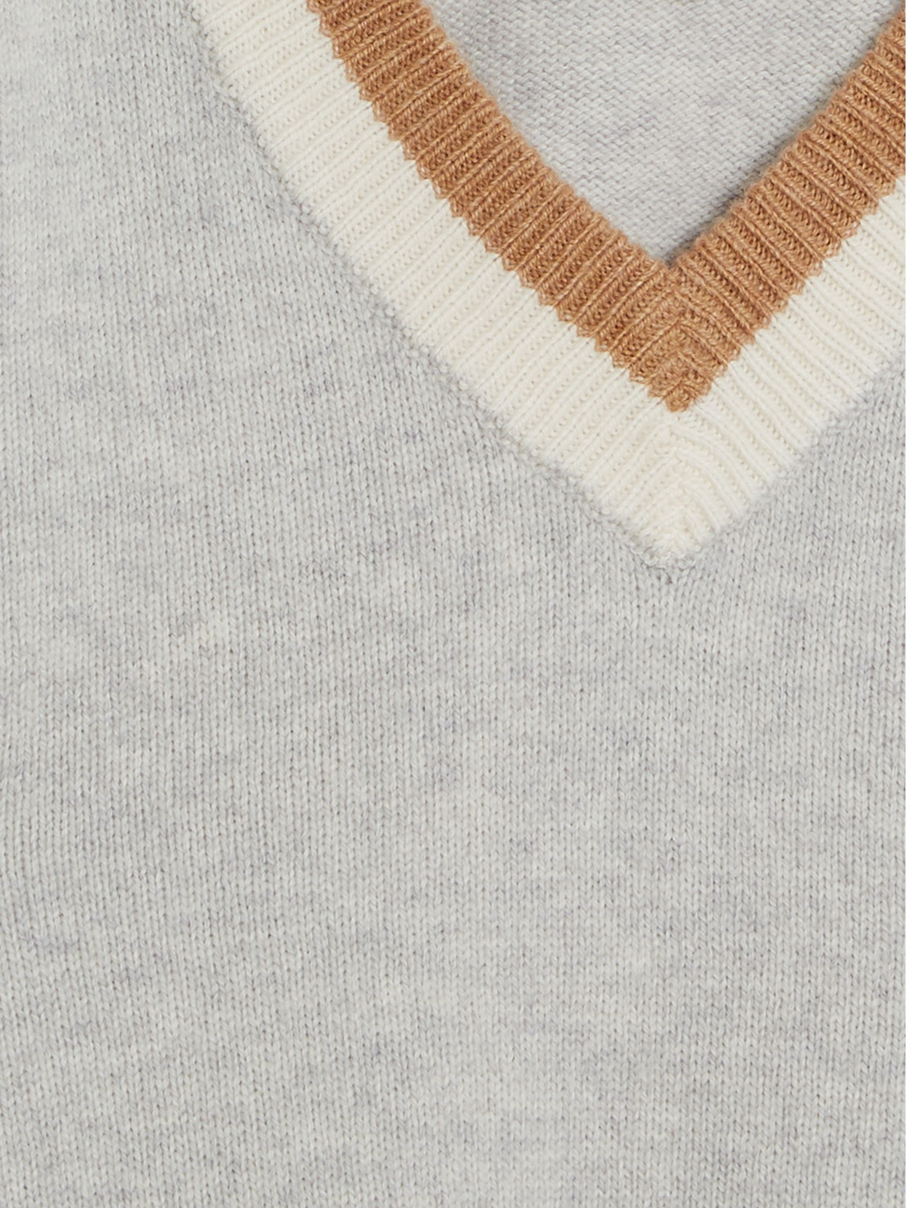Stripe Trim V Neck Jumper in Grey - Image 6 of 6