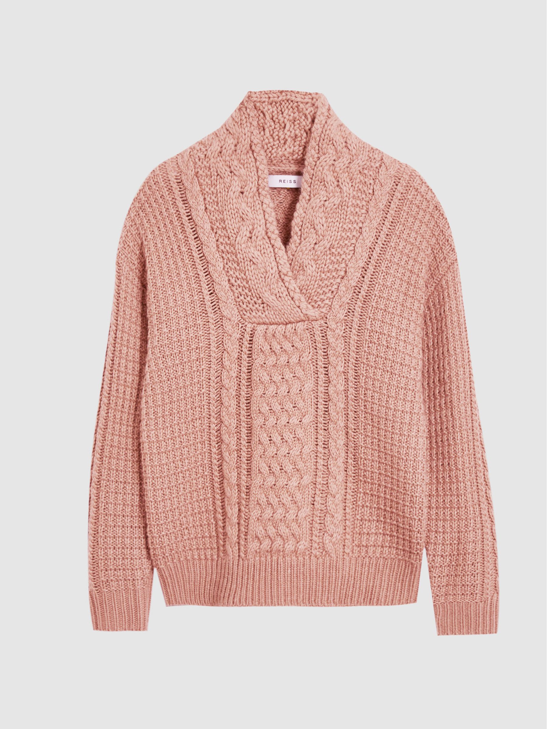 Cable Knit Cashmere Mix Jumper in Pink - Image 2 of 6