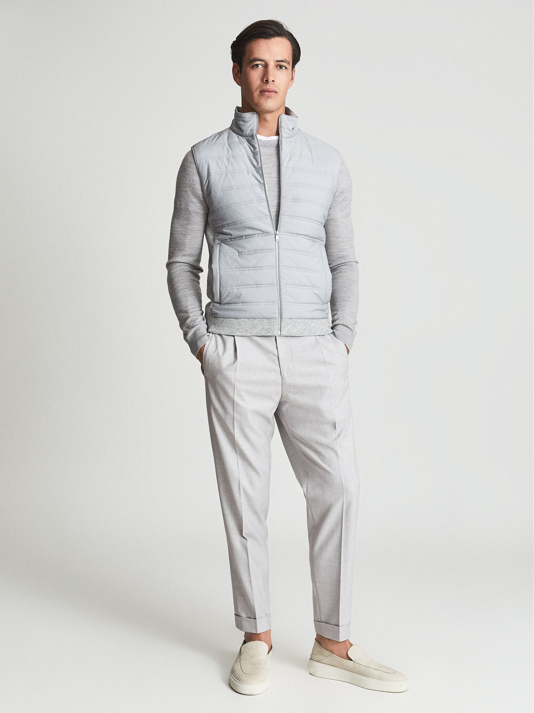 Quilted Gilet in Soft Grey - Image 1 of 5
