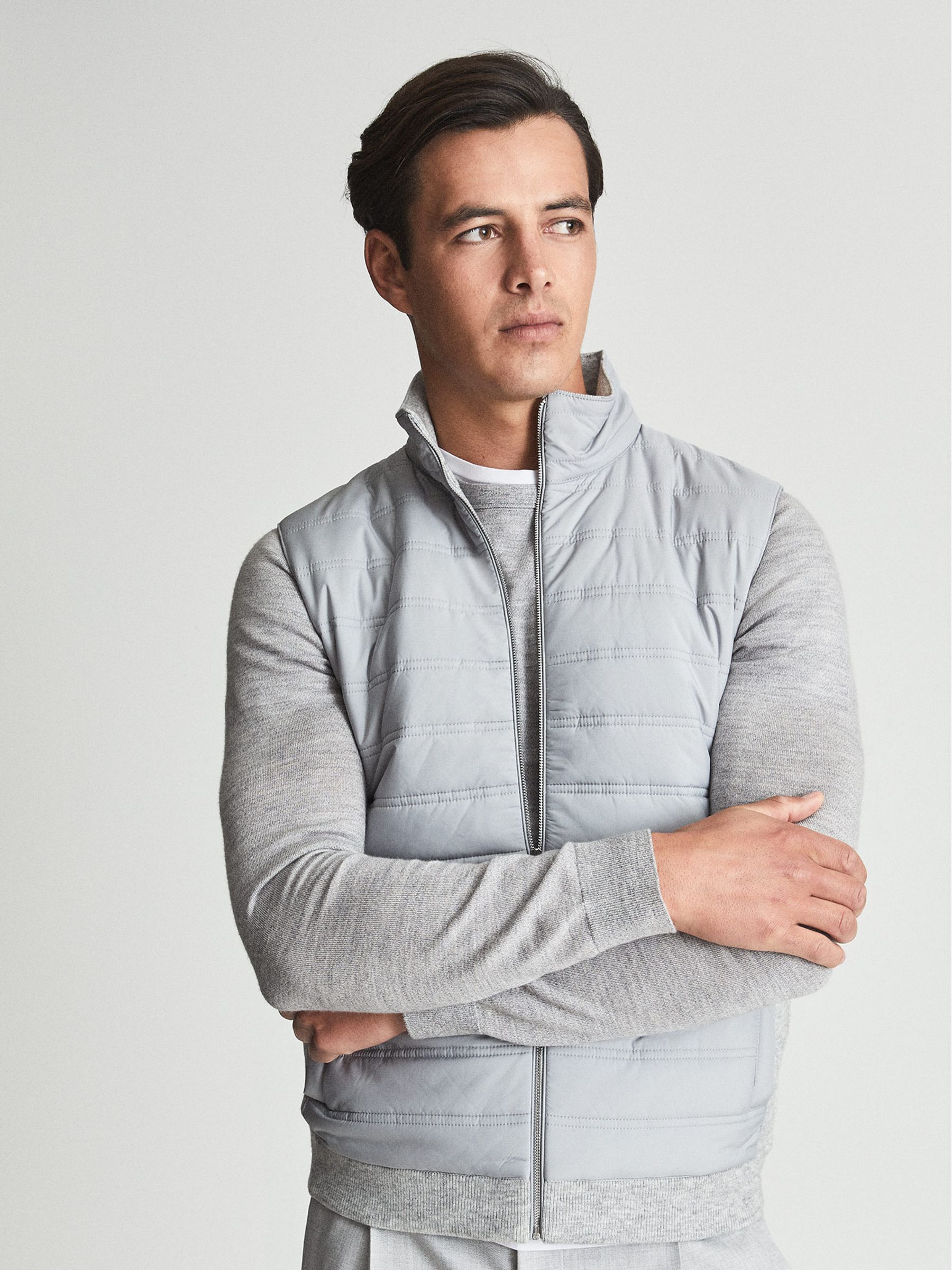 Quilted Gilet in Soft Grey - Image 3 of 5