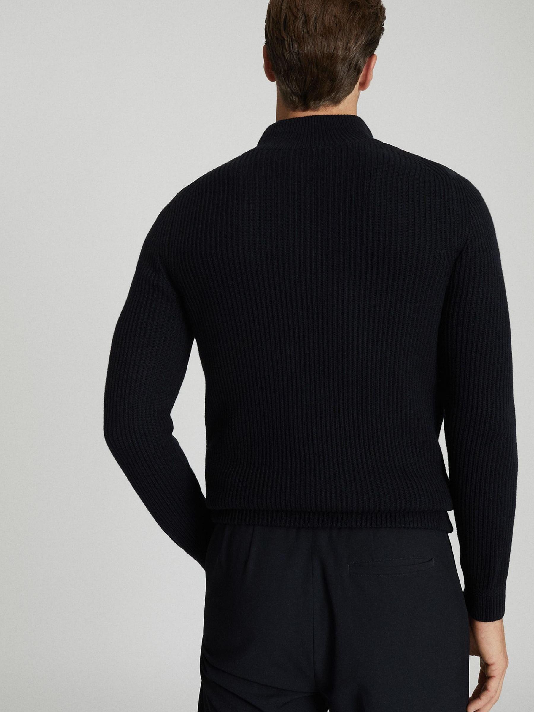Hybrid Zip Through Quilted Jumper in Navy - Image 4 of 4