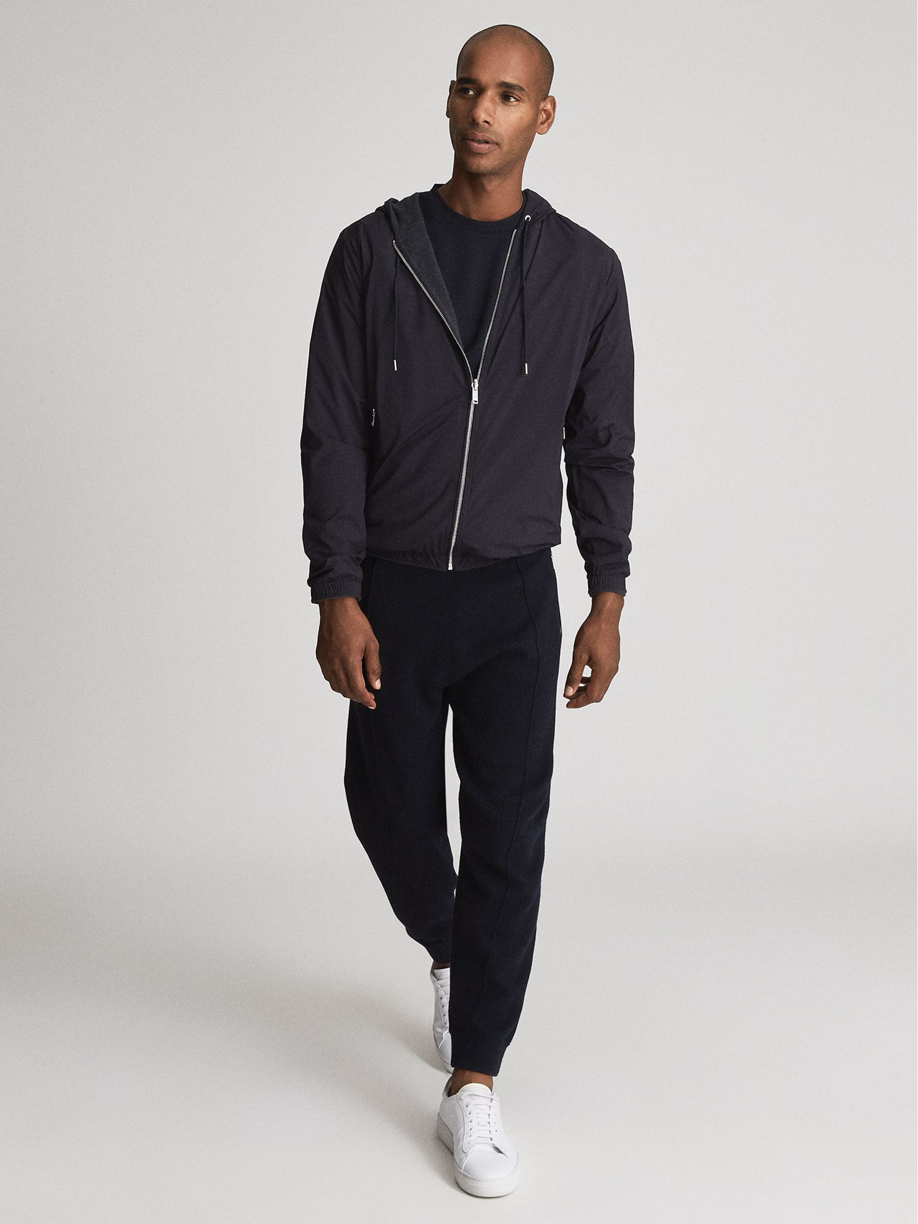 Hybrid Reversible Hooded Jacket in Navy/Charcoal - Image 1 of 6 Hybrid Reversible Hooded Jacket in Navy/Charcoal - Image 1 of 6