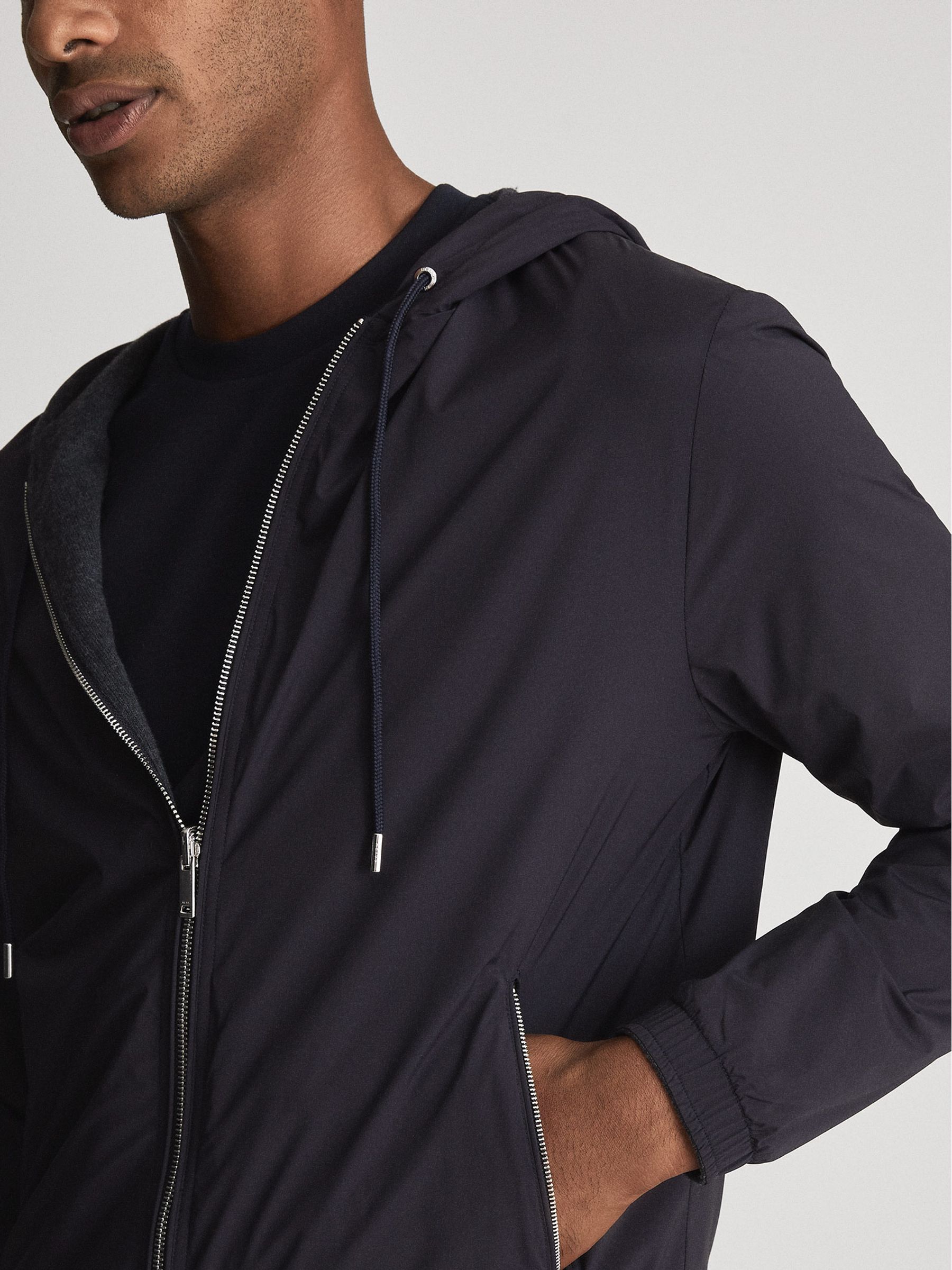 Hybrid Reversible Hooded Jacket in Navy/Charcoal - Image 3 of 6