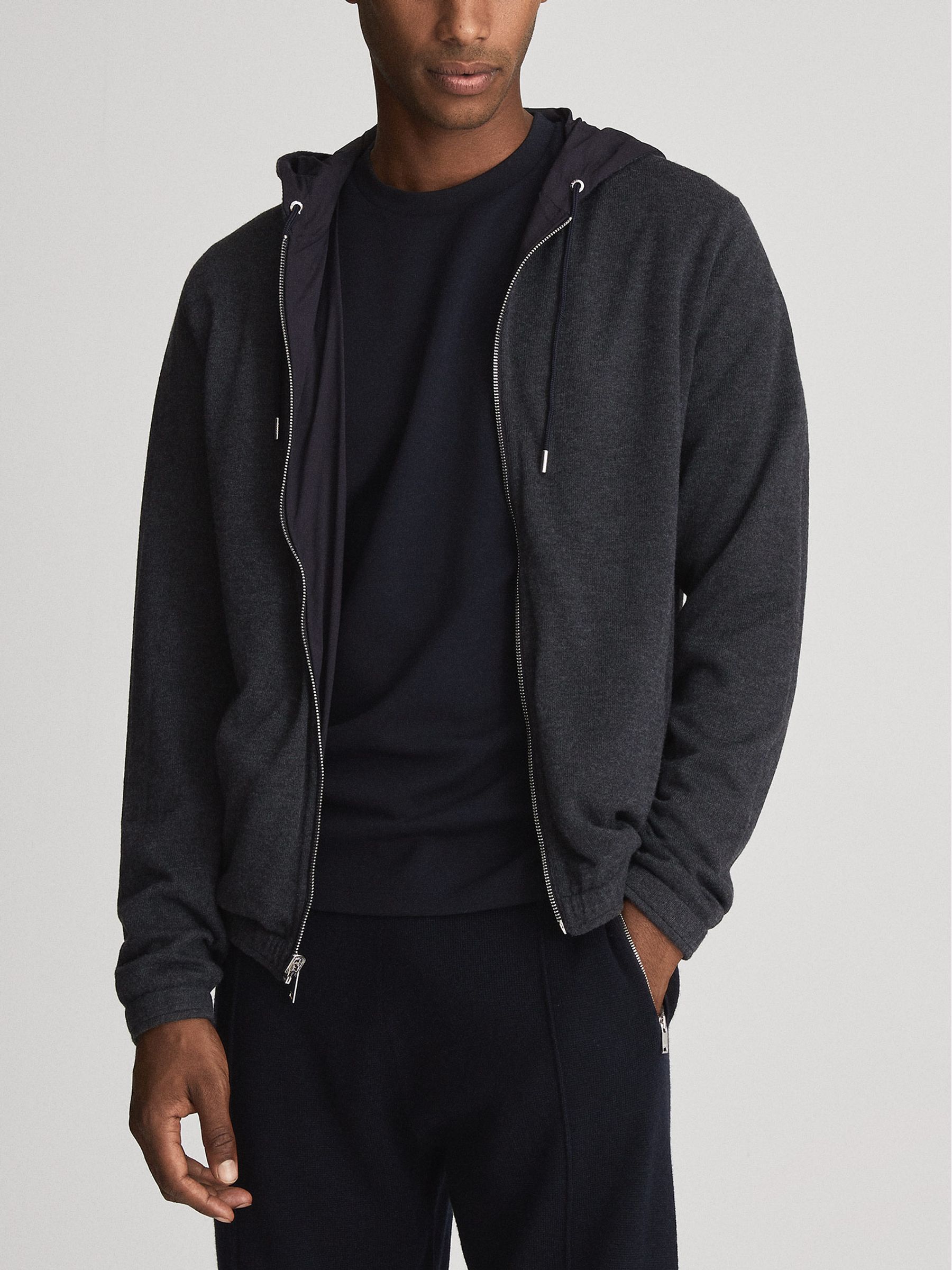 Hybrid Reversible Hooded Jacket in Navy/Charcoal - Image 6 of 6