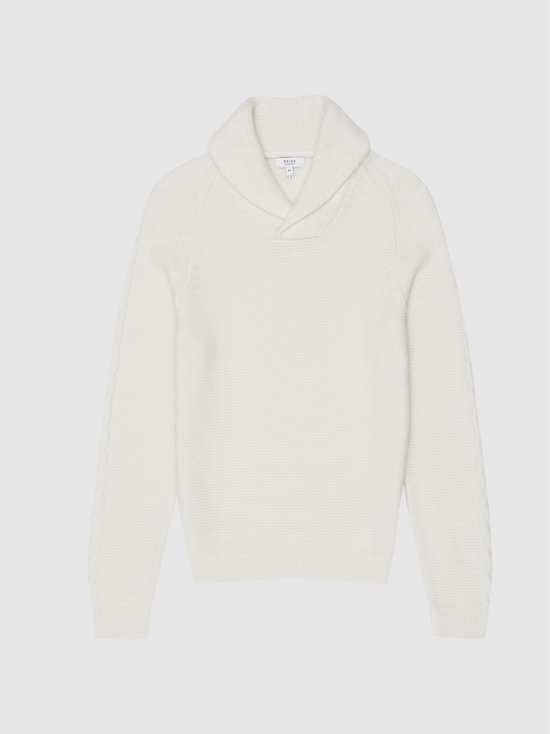 Shawl Collar Cable Knit Jumper in Ecru - Image 2 of 5