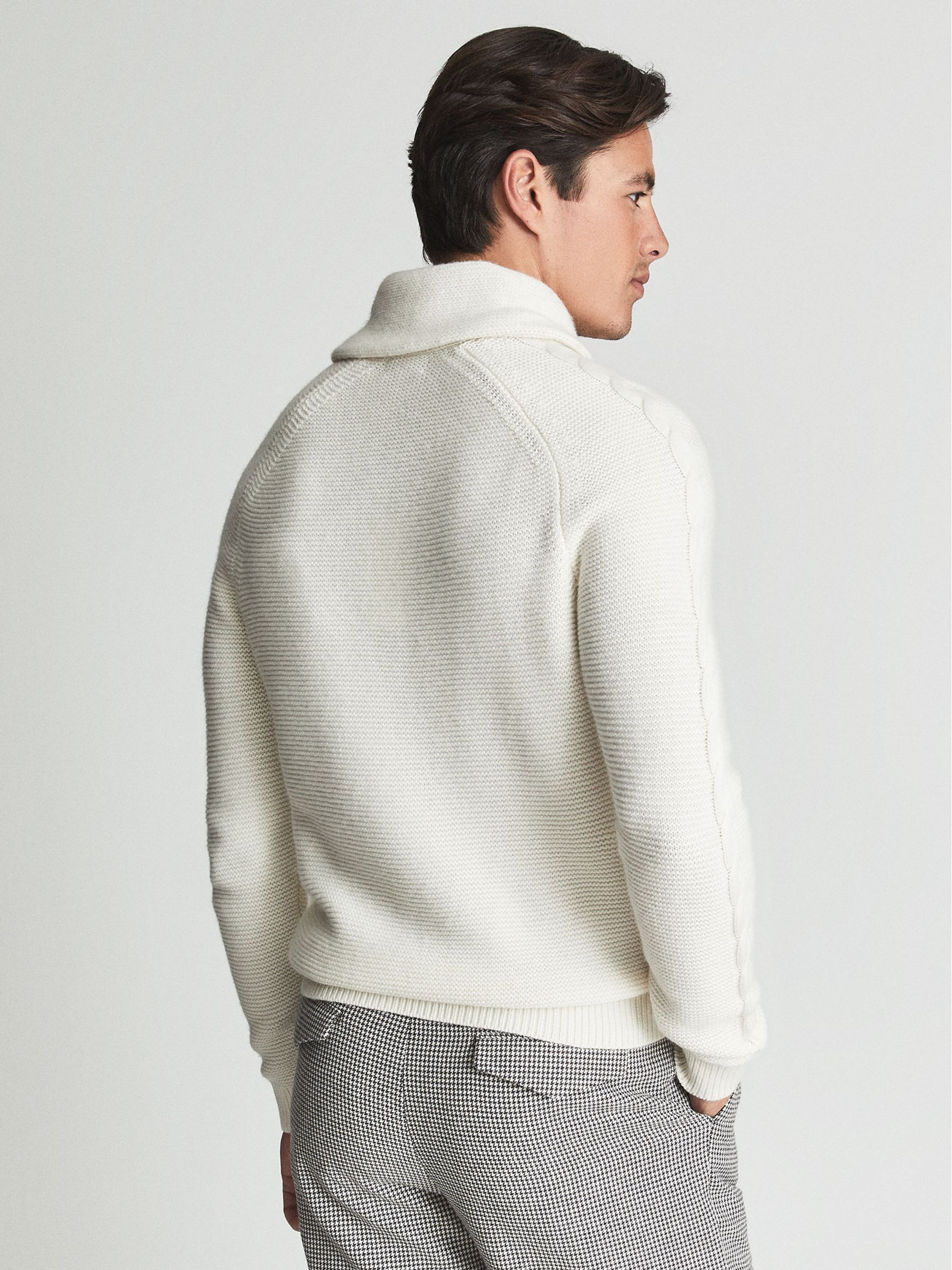 Shawl Collar Cable Knit Jumper in Ecru - Image 5 of 5