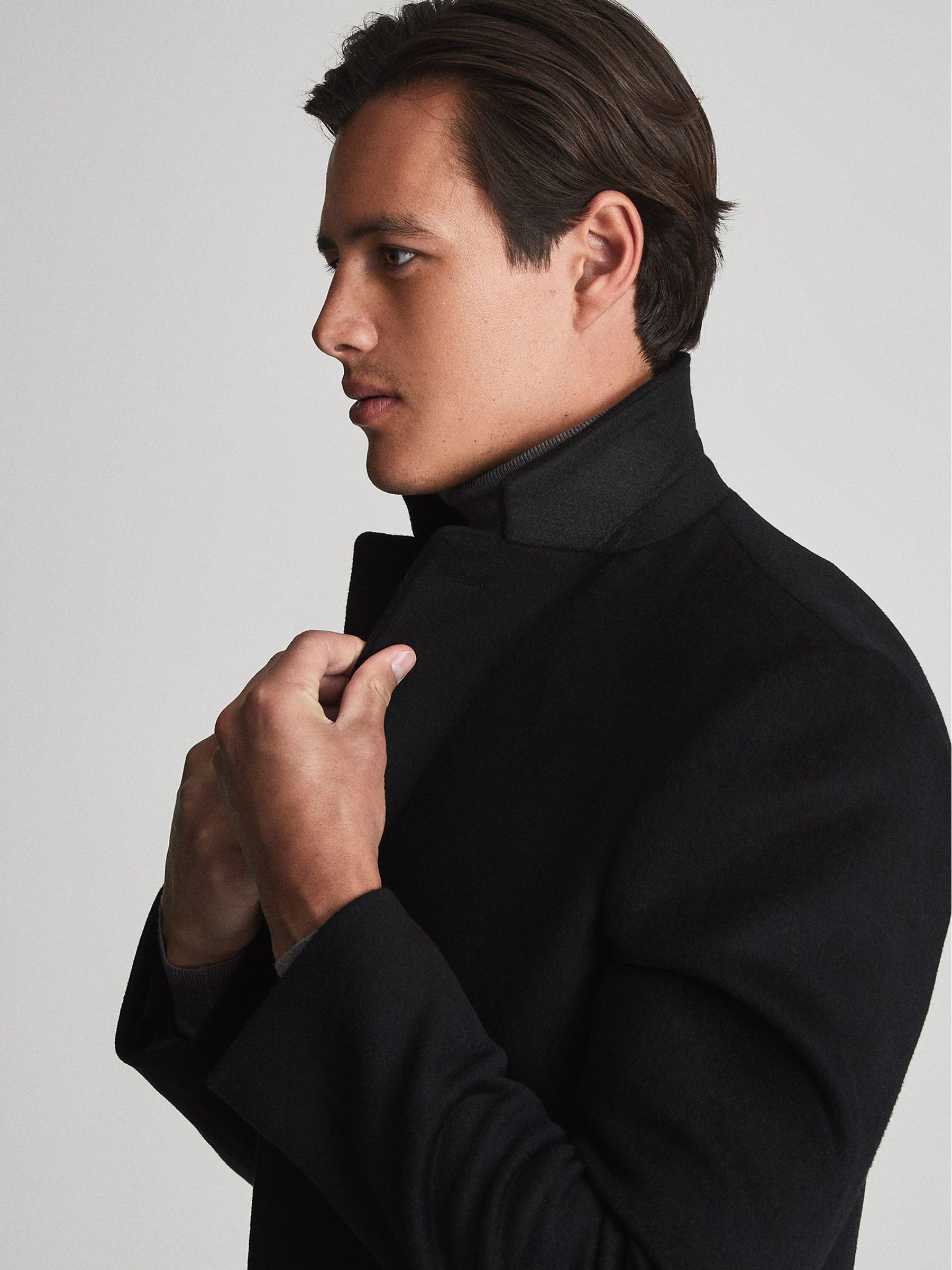 Wool-blend Epsom Overcoat in Black - Image 3 of 4