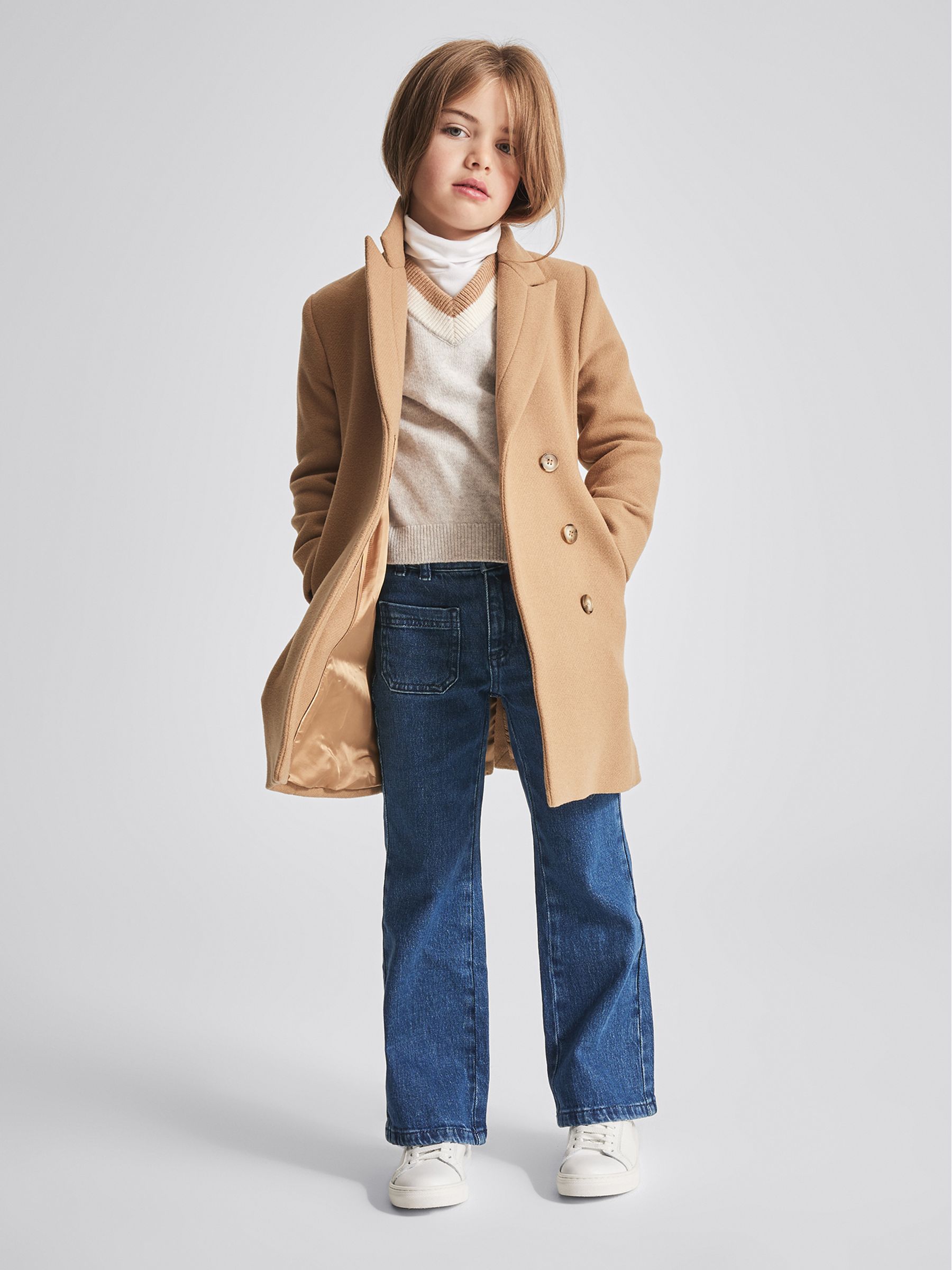 Tailored Wool Blend Coat in Camel - Image 1 of 6 Tailored Wool Blend Coat in Camel - Image 1 of 6