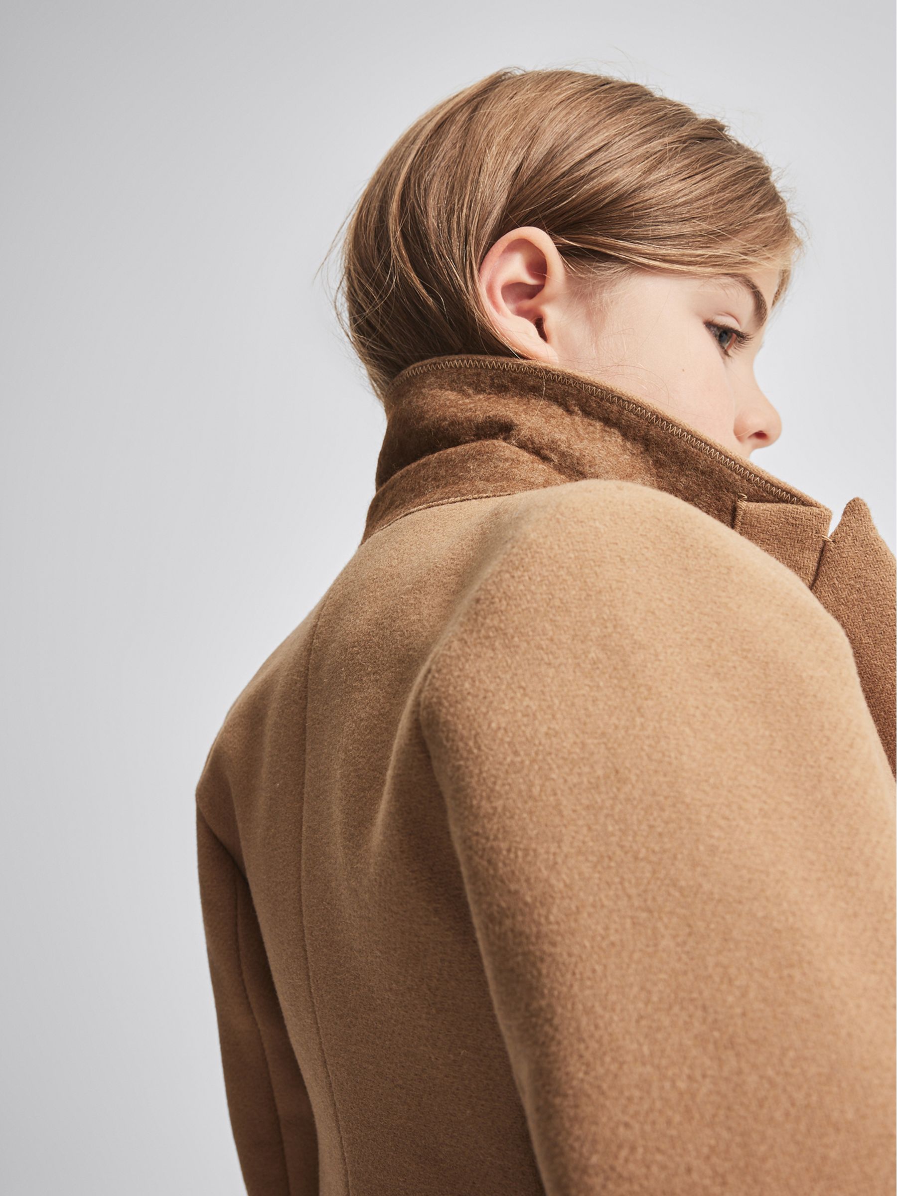 Tailored Wool Blend Coat in Camel - Image 4 of 6