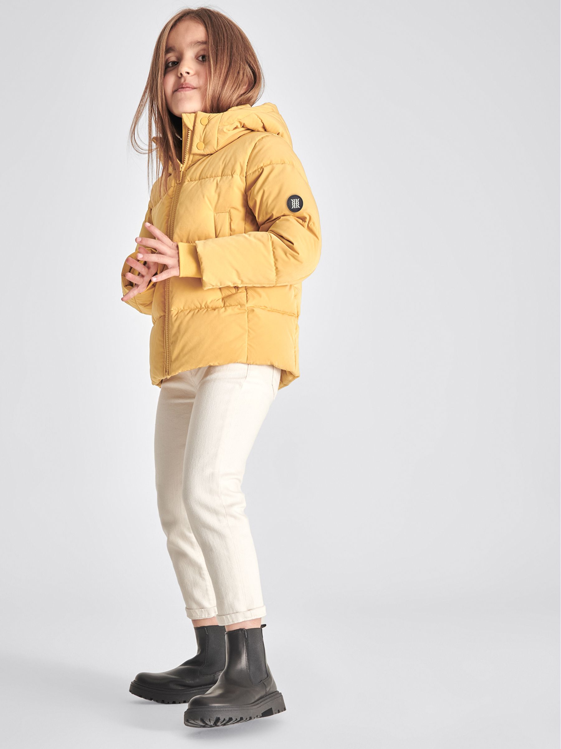 Hooded Puffer Jacket in Yellow - Image 1 of 7