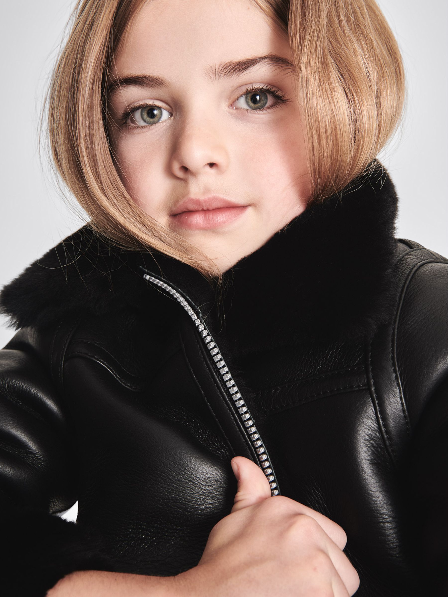 Reversible Shearling Aviator Jacket in Black - Image 4 of 7