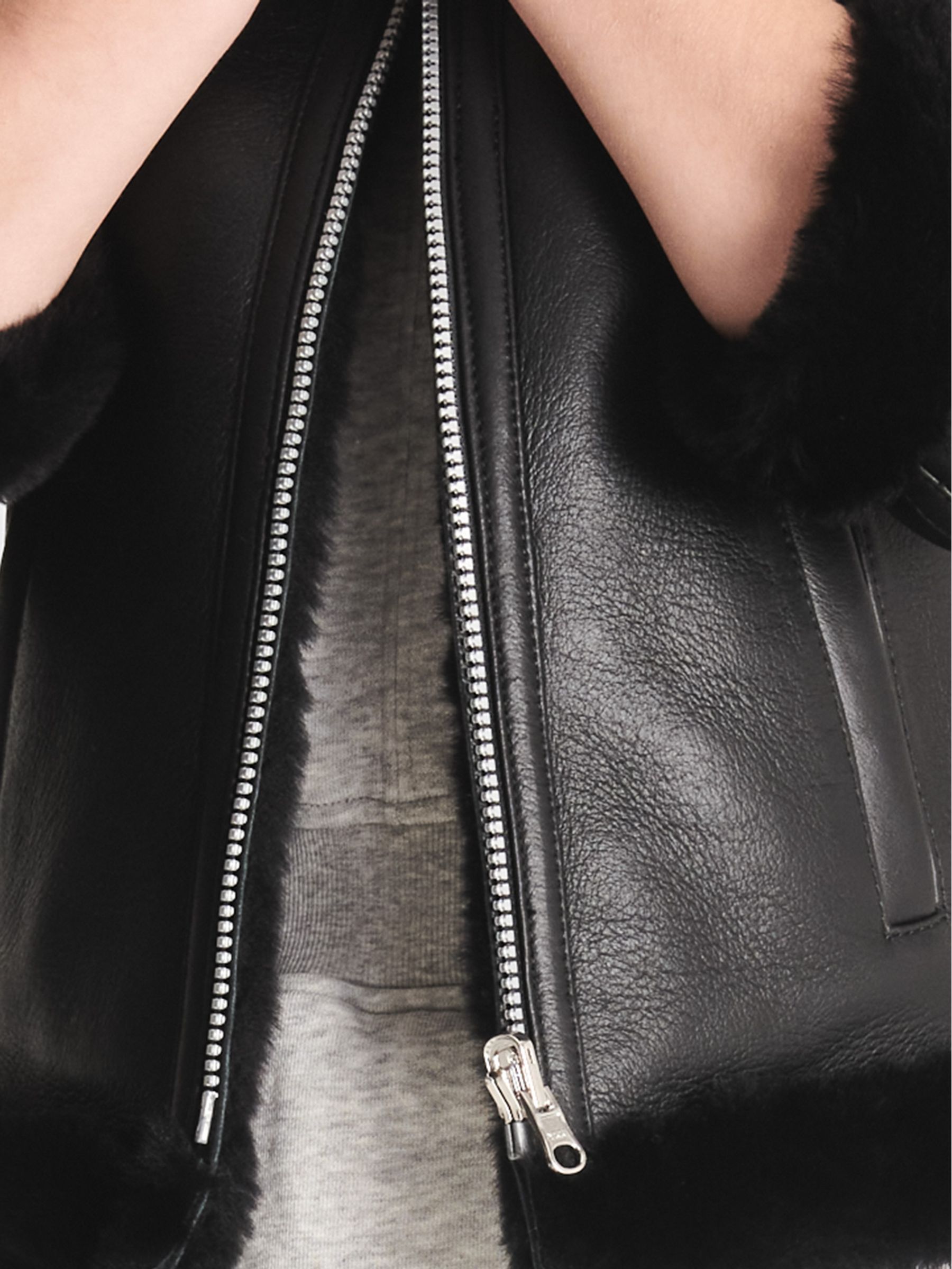 Reversible Shearling Aviator Jacket in Black - Image 6 of 7