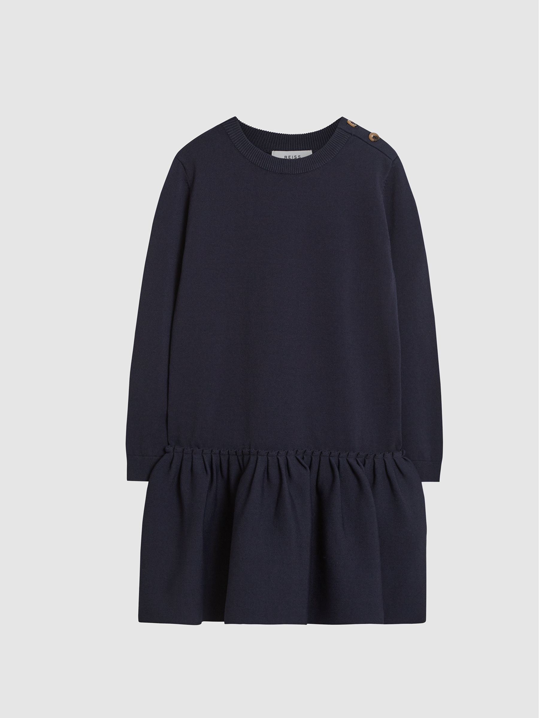 Button Detail Mini Dress in Navy - Image 2 of 6