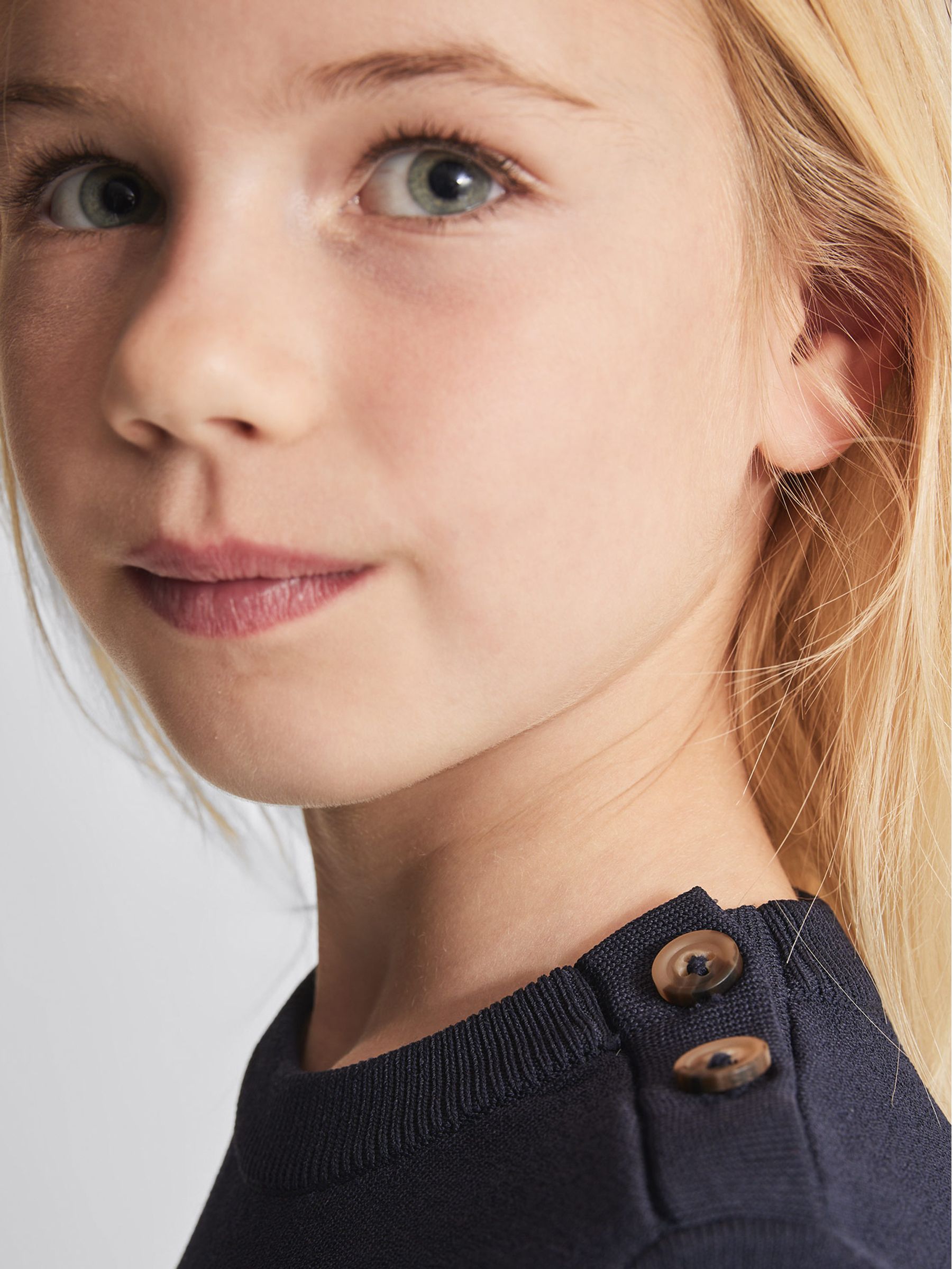 Button Detail Mini Dress in Navy - Image 3 of 6
